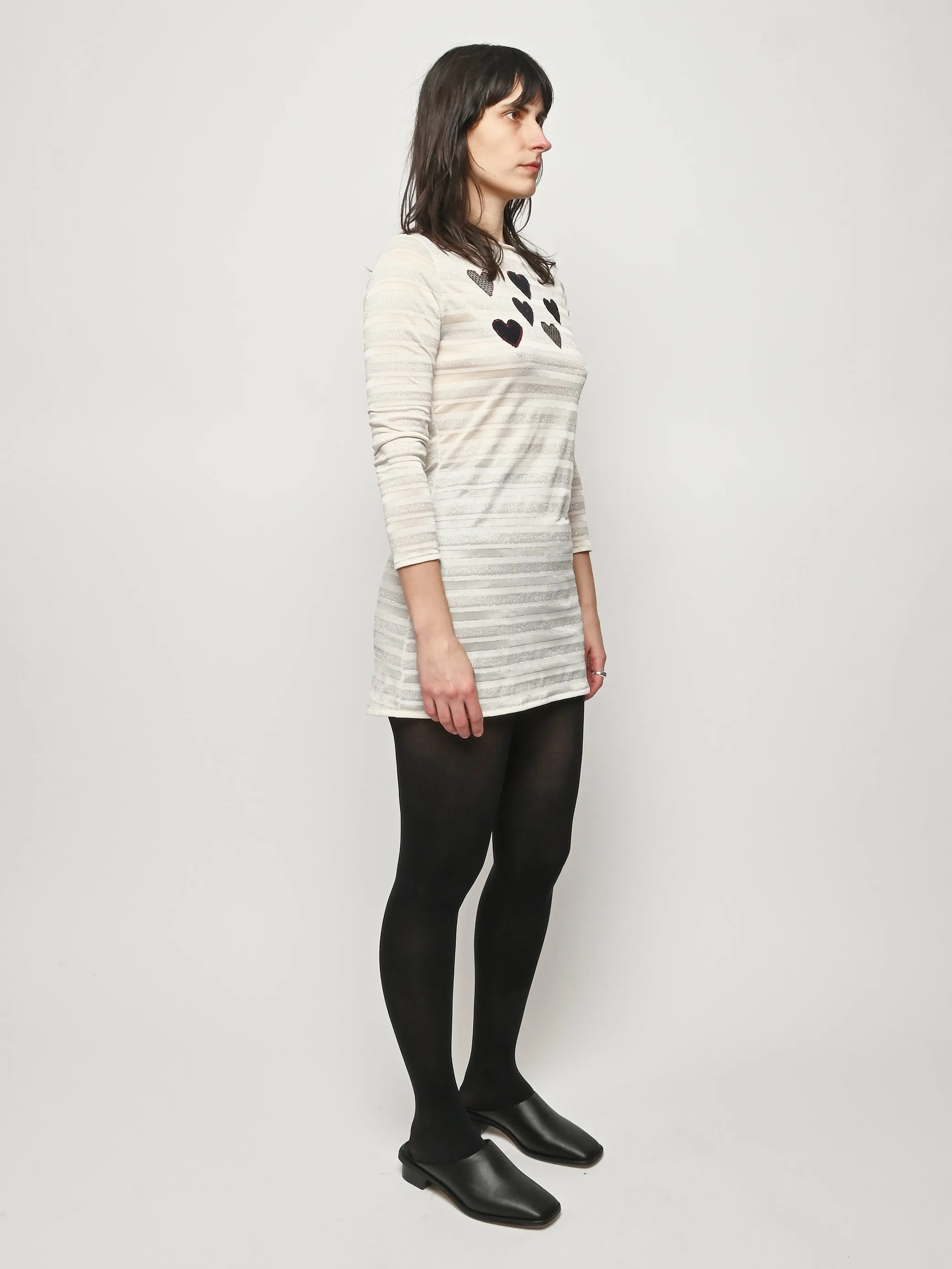 White/Silver Striped Heart L/S Dress sold by Frances May Houseline product image thumbnail 4