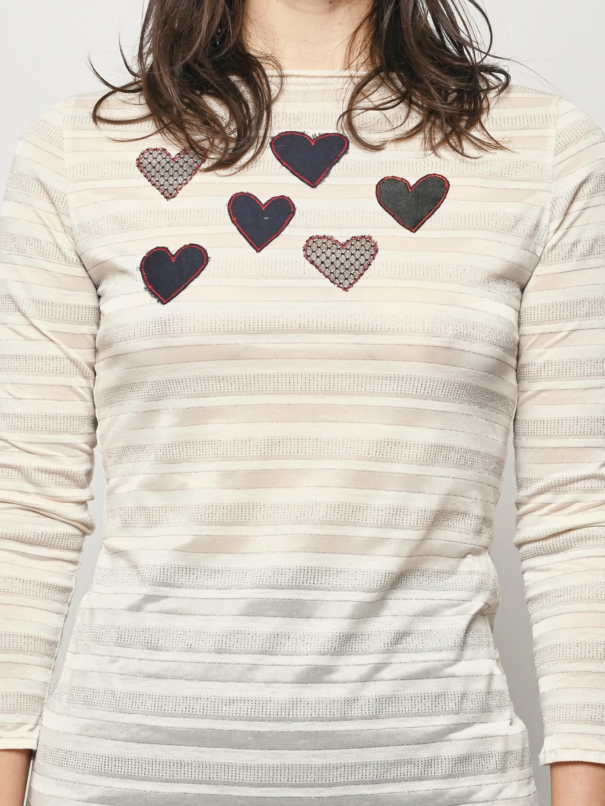 White/Silver Striped Heart L/S Dress sold by Frances May Houseline product image thumbnail 3