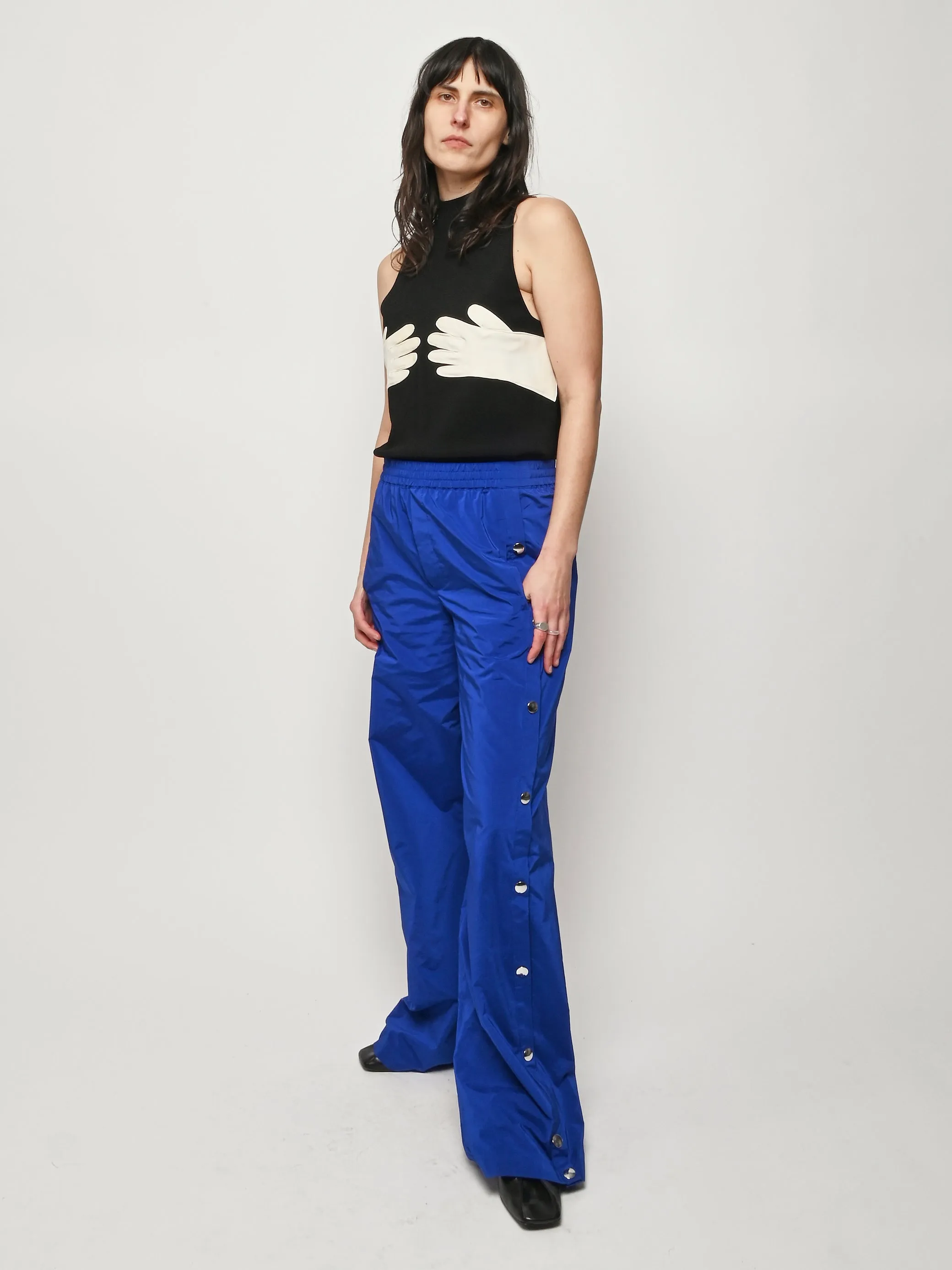 Blue Nylon Snap Pull On Jogger sold by Frances May Houseline