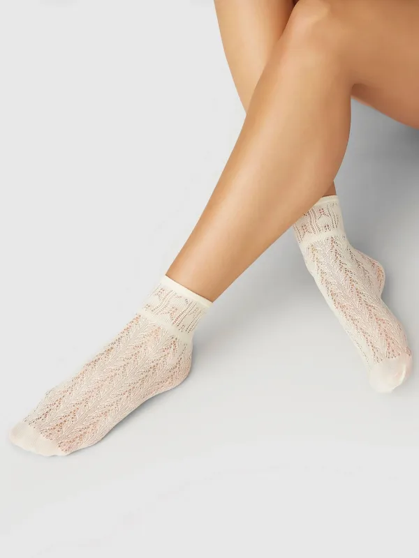 Ivory Erica Crochet Socks made by SWEDISH STOCKINGS