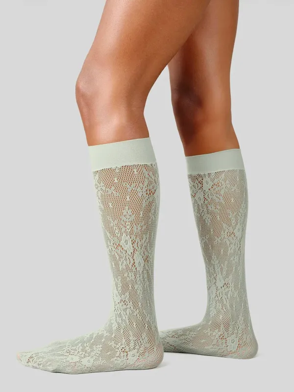 Mint Lace Rosa Knee-Highs made by SWEDISH STOCKINGS