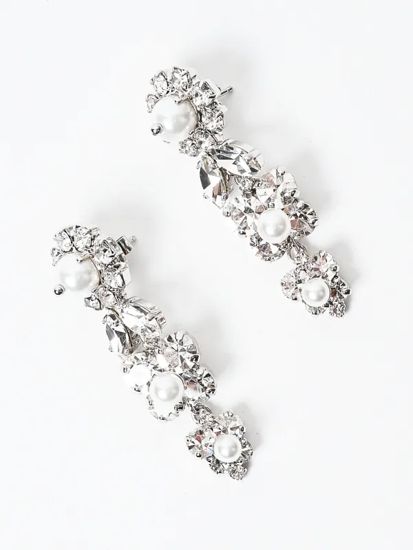 Crystal/Pearl Daisy Cluster Earrings made by Simone Rocha