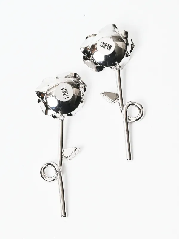 Silver Blooming Poppy Drip Earrings made by Simone Rocha