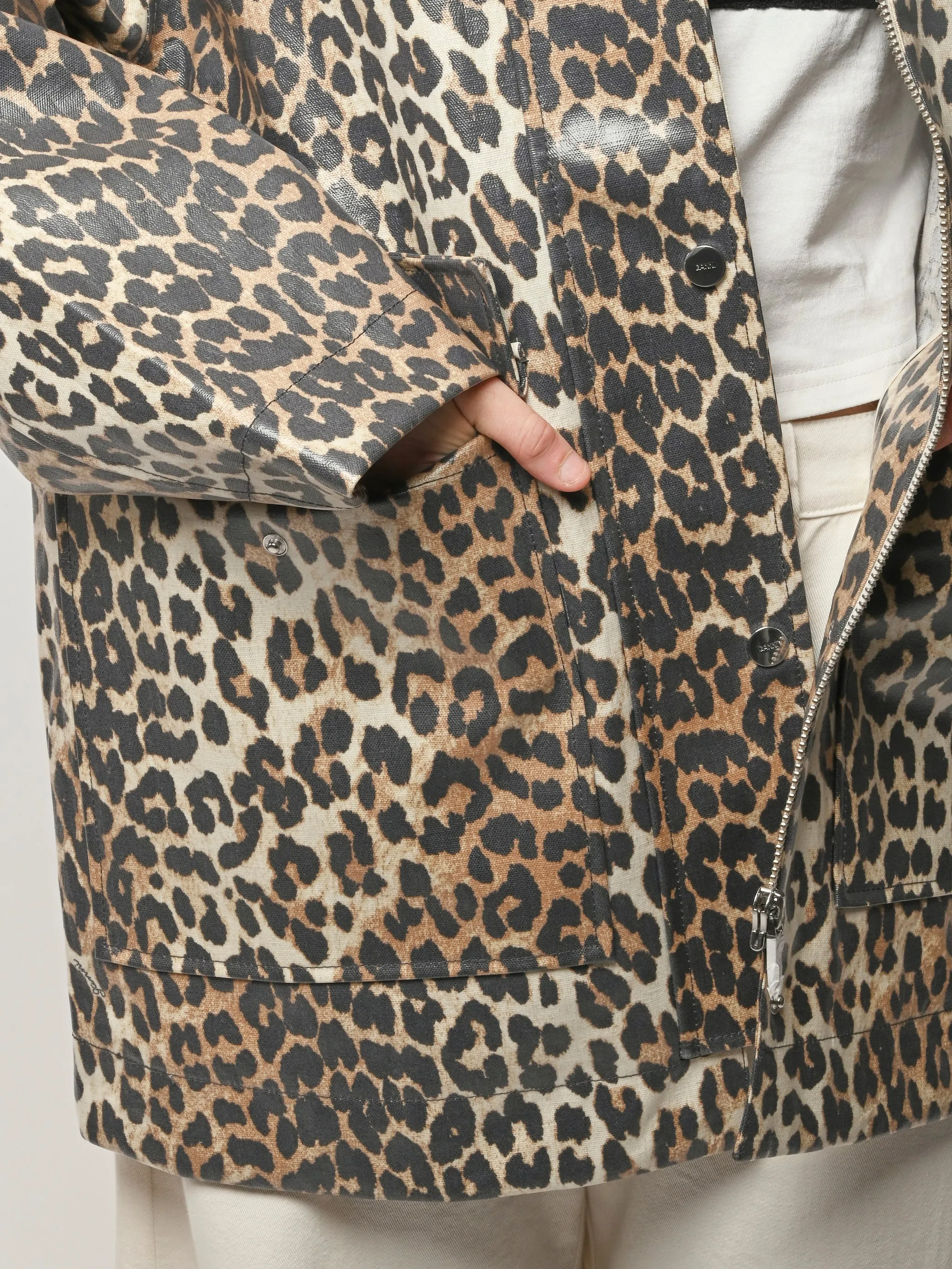 Almond Milk Laminated Cotton Canvas Jacket sold by Frances May Houseline product image thumbnail 4