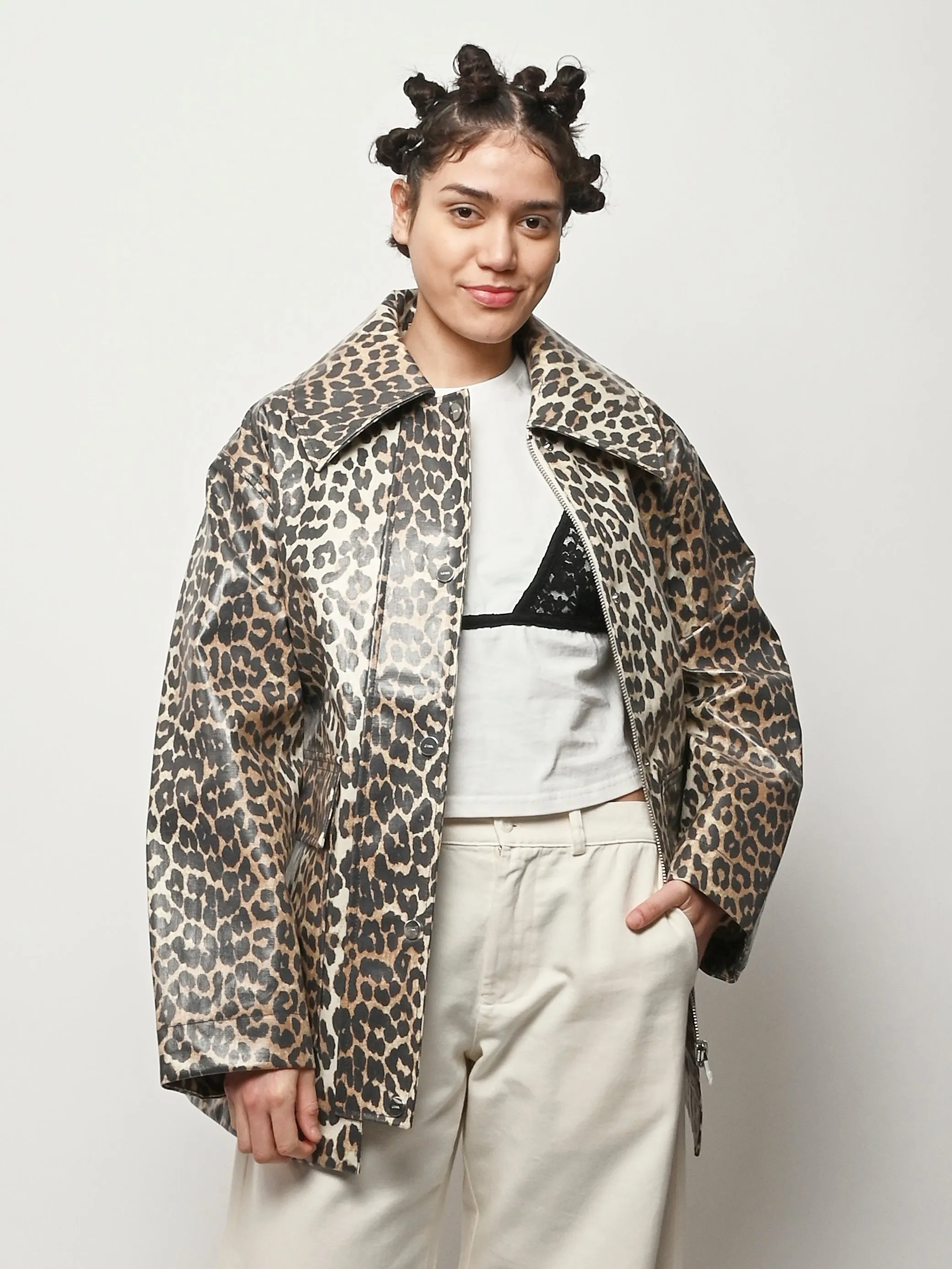 Almond Milk Laminated Cotton Canvas Jacket sold by Frances May Houseline product image thumbnail 2