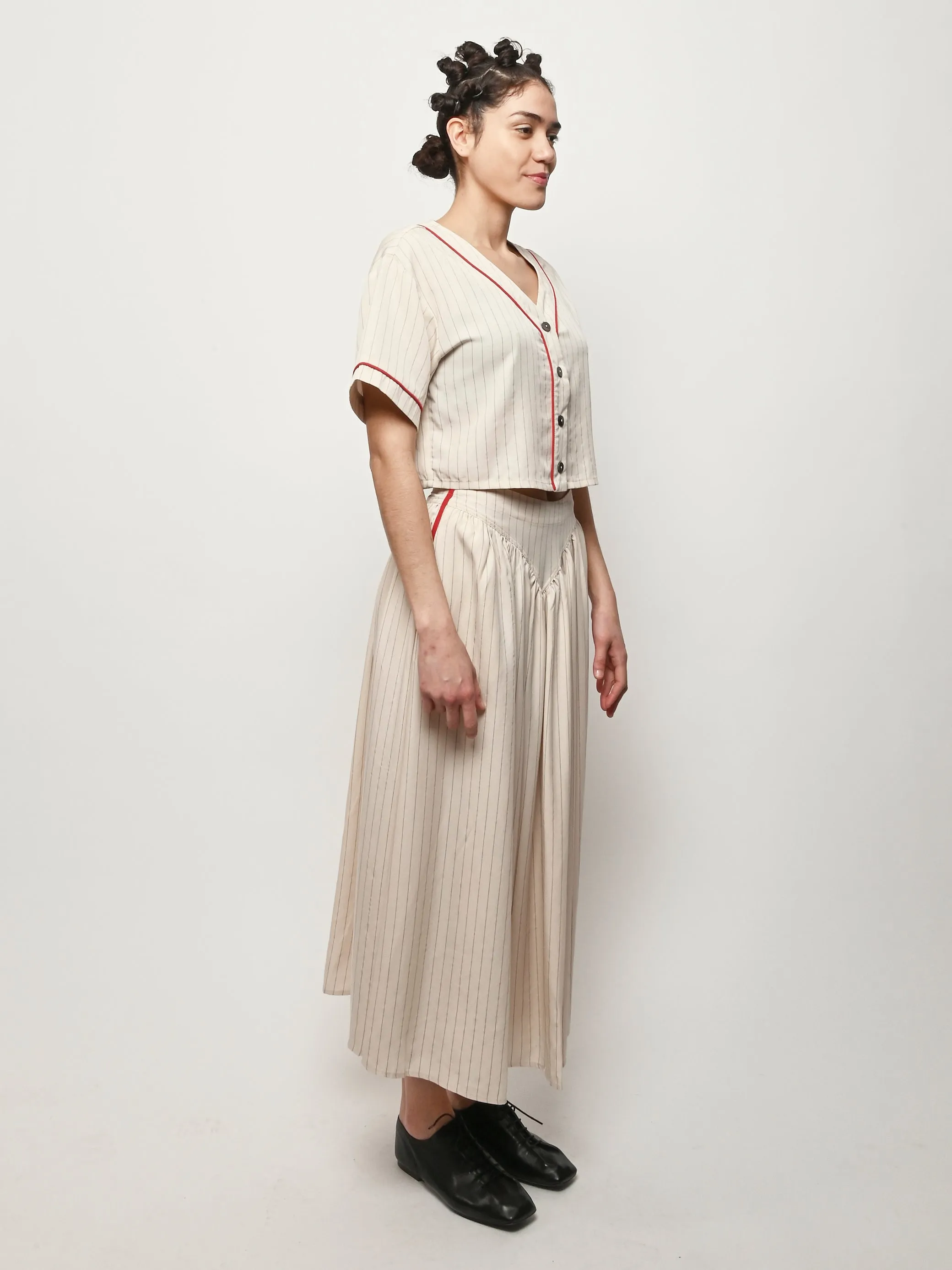 Baseball Stripe Tencel Skirt sold by Frances May Houseline product image thumbnail 5