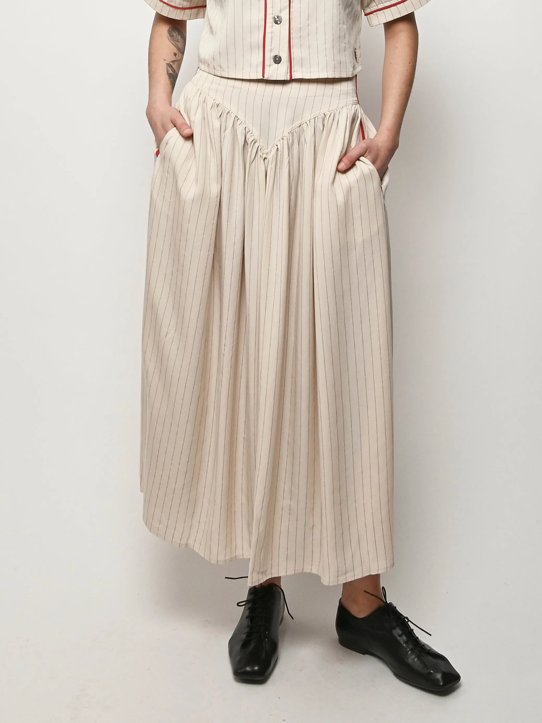Baseball Stripe Tencel Skirt sold by Frances May Houseline product image thumbnail 2