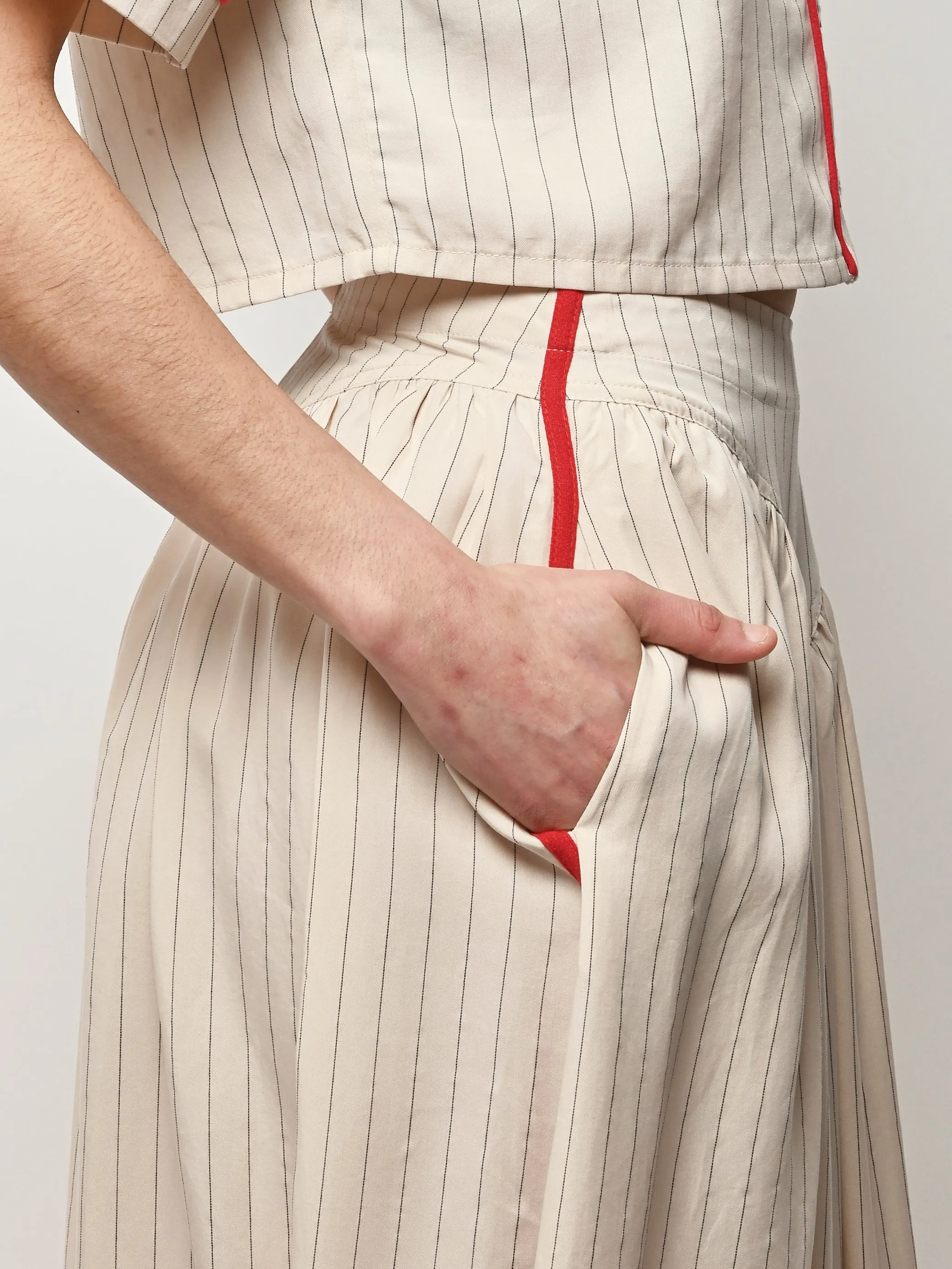Baseball Stripe Tencel Skirt sold by Frances May Houseline product image thumbnail 3