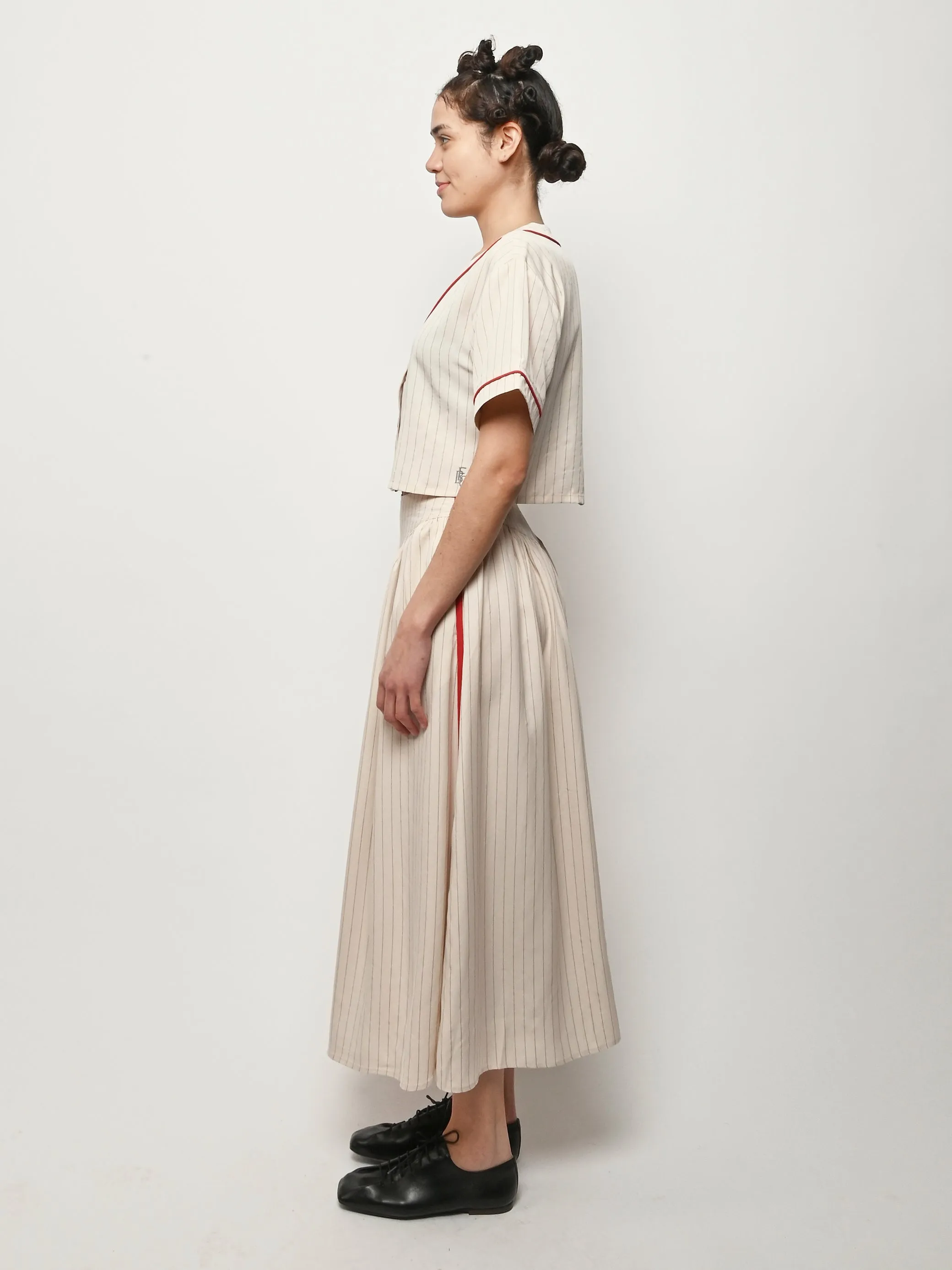 Baseball Stripe Tencel Skirt sold by Frances May Houseline product image thumbnail 4