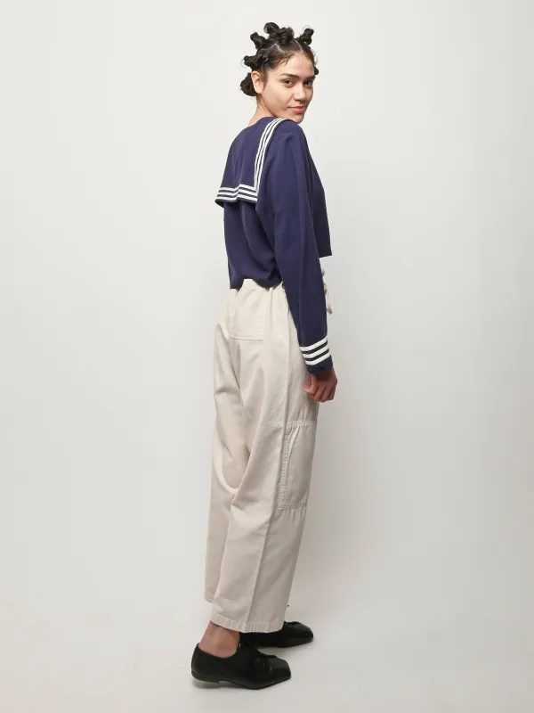 Navy Sailor Soft Linen Crop Top made by Fashion Brand Company