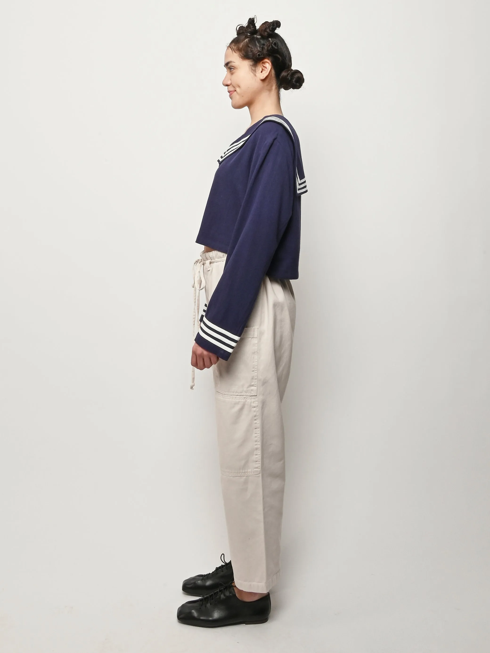 Navy Sailor Soft Linen Crop Top sold by Frances May Houseline product image thumbnail 5