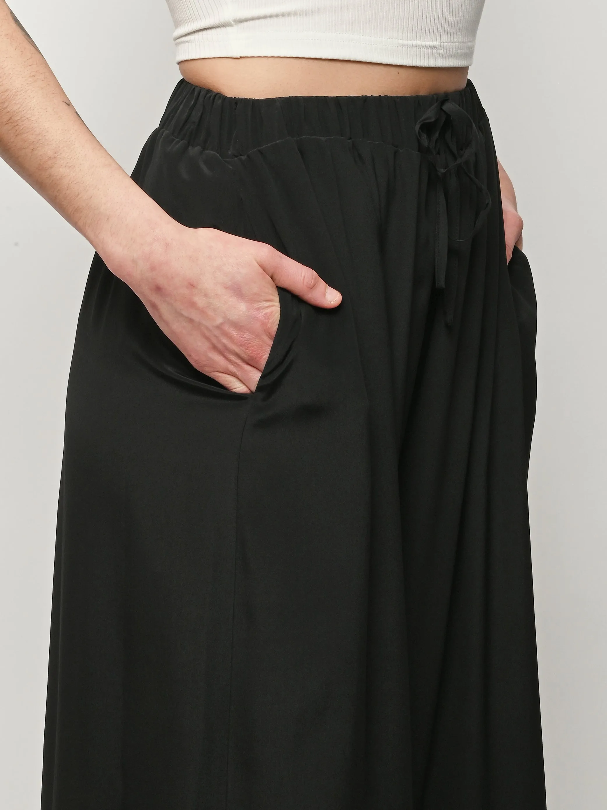 Black Cropped Lace Trim Negligee Trousers sold by Frances May Houseline product image thumbnail 4