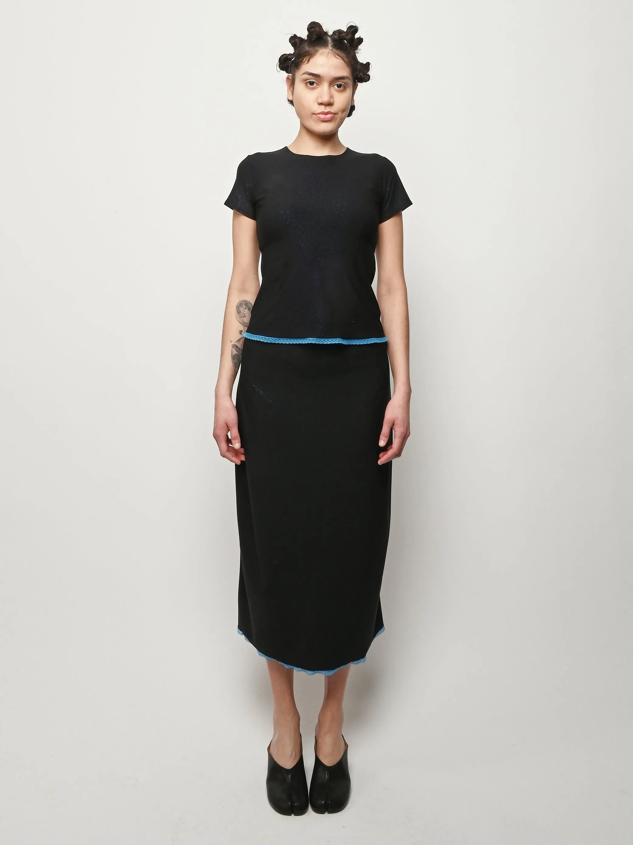 Lace Trim Midi Skirt/Tee Set sold by Frances May Houseline