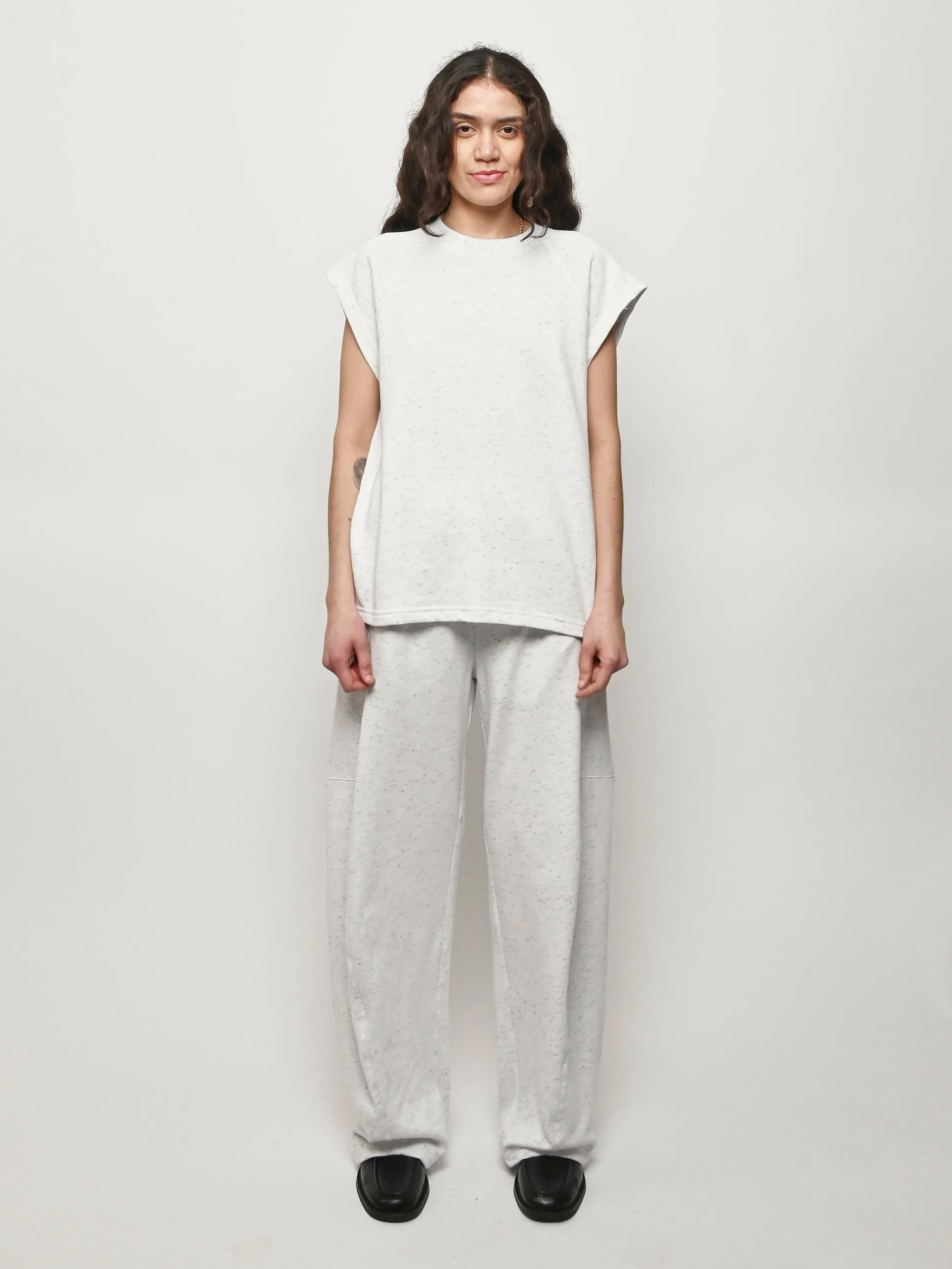 White/Multi Spring Tweedy Sleeveless Easy Top sold by Frances May Houseline