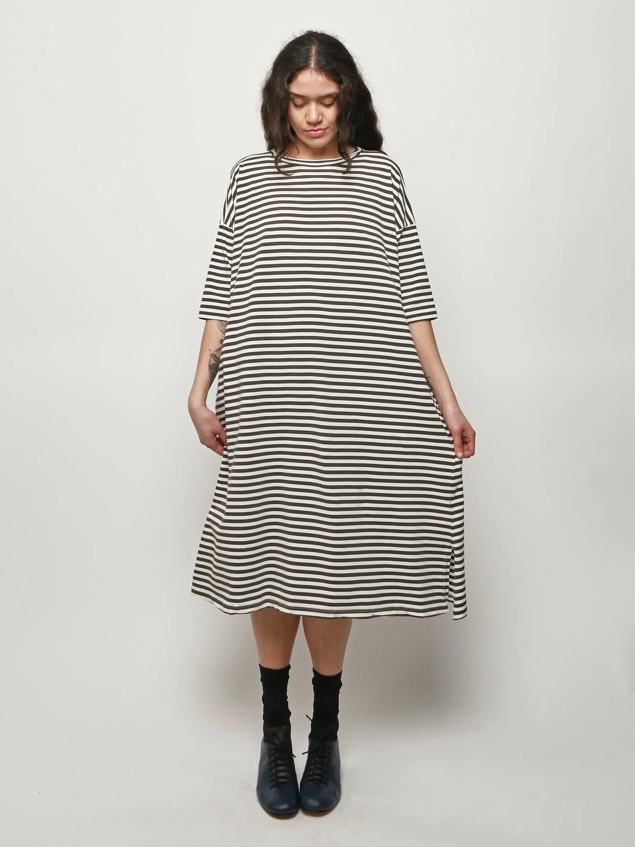 Avorio Striped Jersey Rame Dress sold by Frances May Houseline