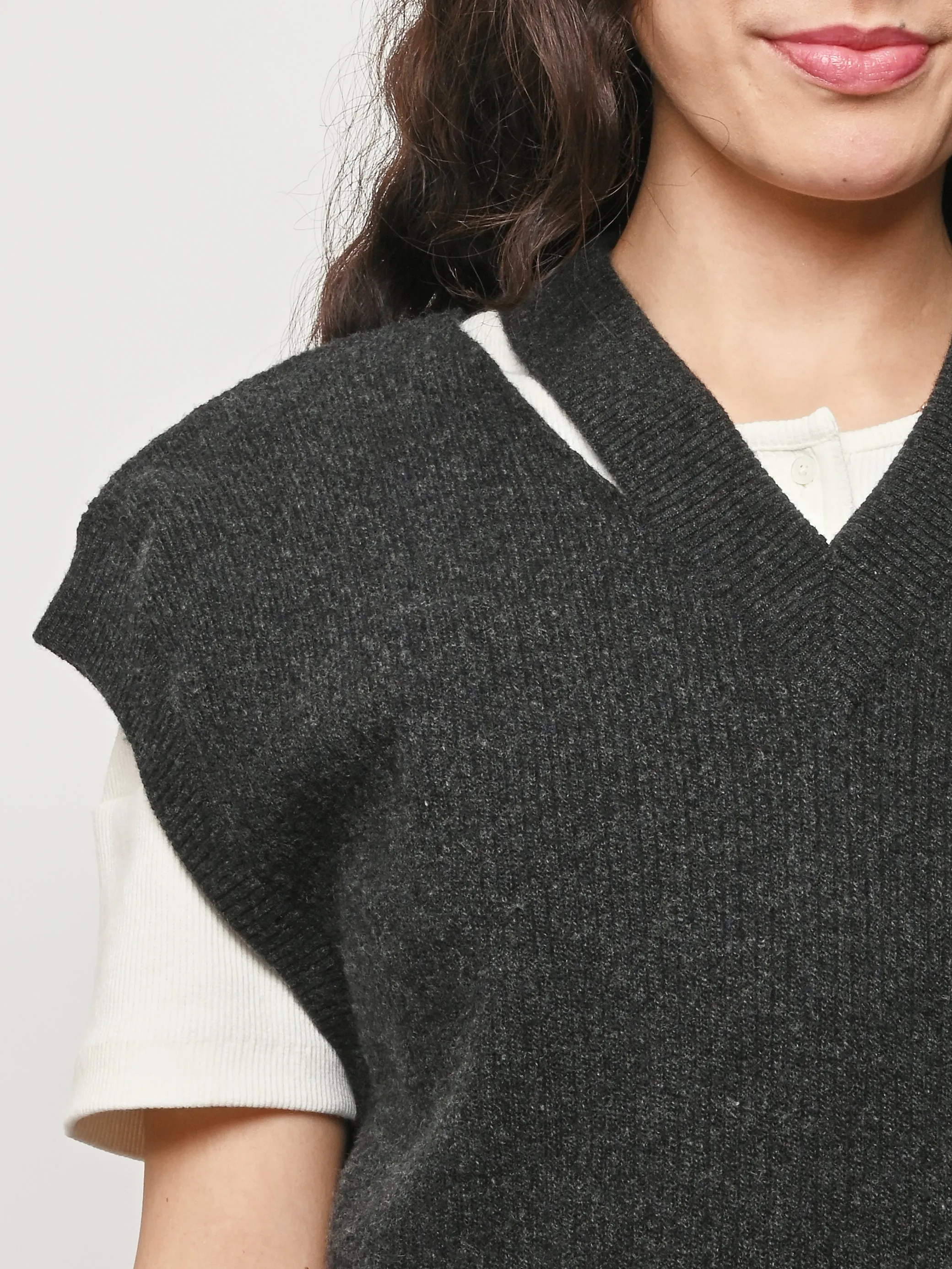 Charcoal/Pearl/Clear Merino Seam Bite Vest W/Emb sold by Frances May Houseline product image thumbnail 4