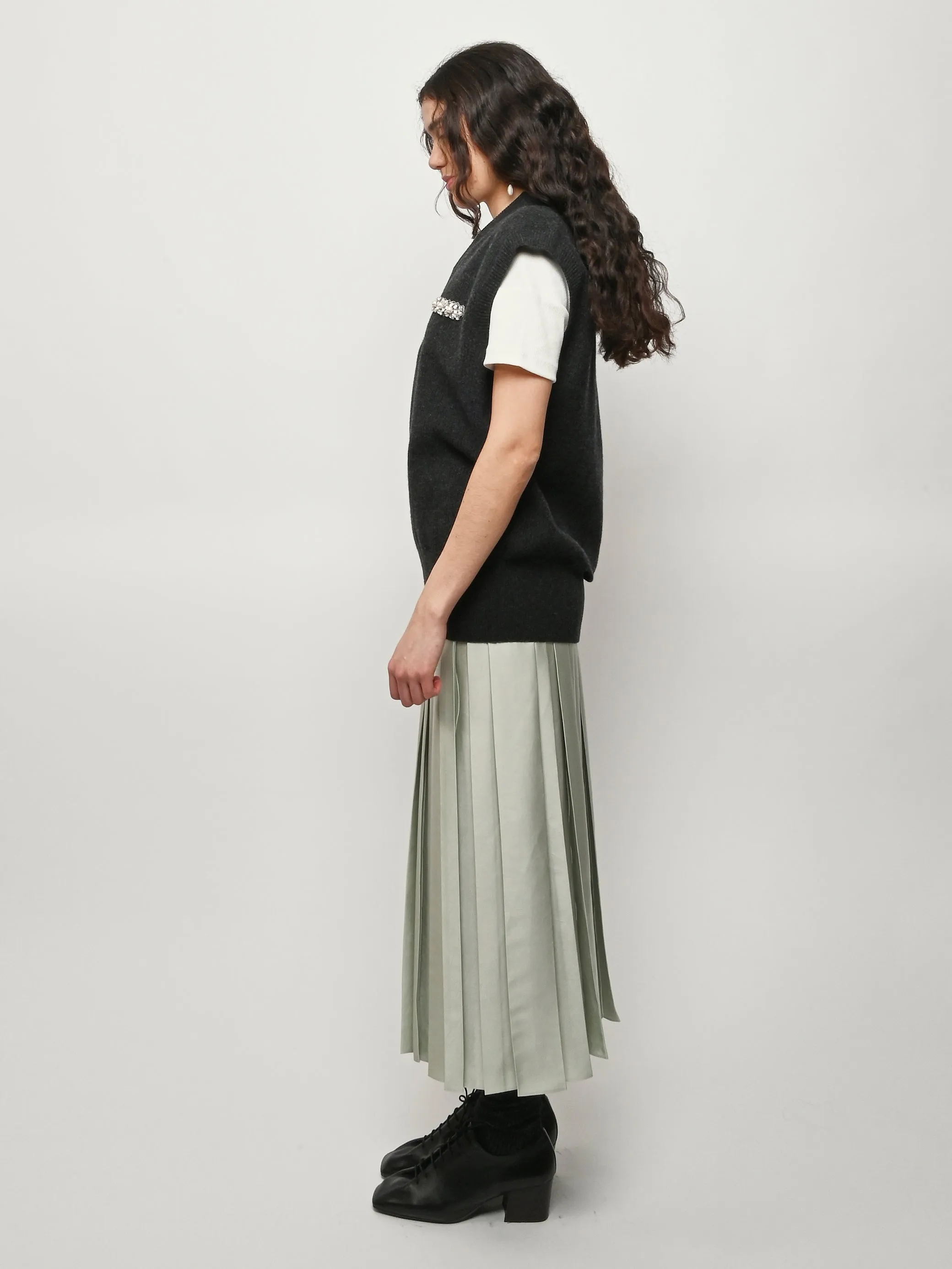 Charcoal/Pearl/Clear Merino Seam Bite Vest W/Emb sold by Frances May Houseline product image thumbnail 5
