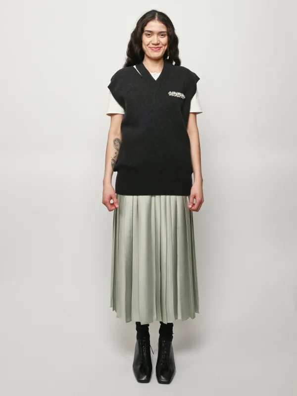 Charcoal/Pearl/Clear Merino Seam Bite Vest W/Emb made by Simone Rocha