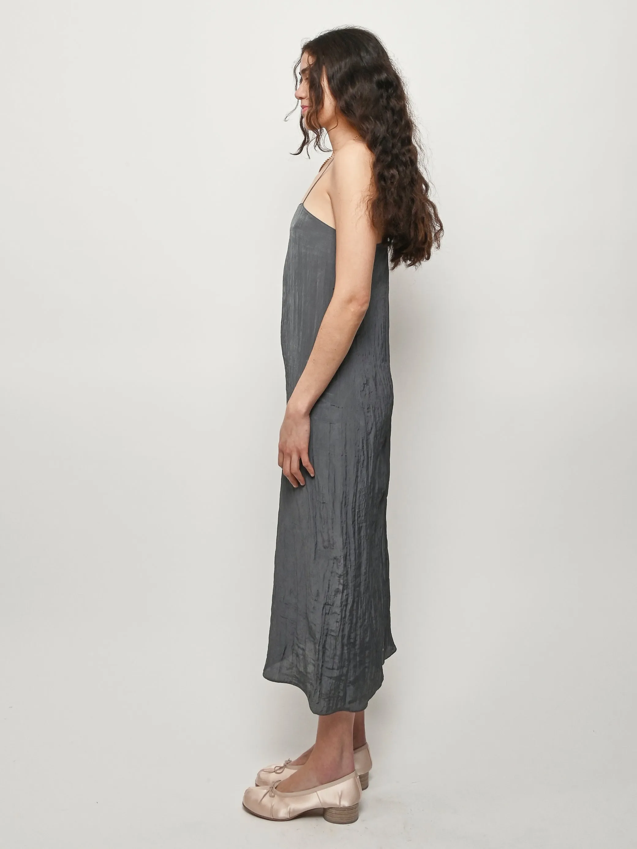 Dark Grey The Crinkle Slip Dress sold by Frances May Houseline product image thumbnail 4