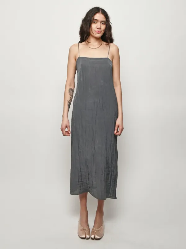 Dark Grey The Crinkle Slip Dress sold by Frances May Houseline