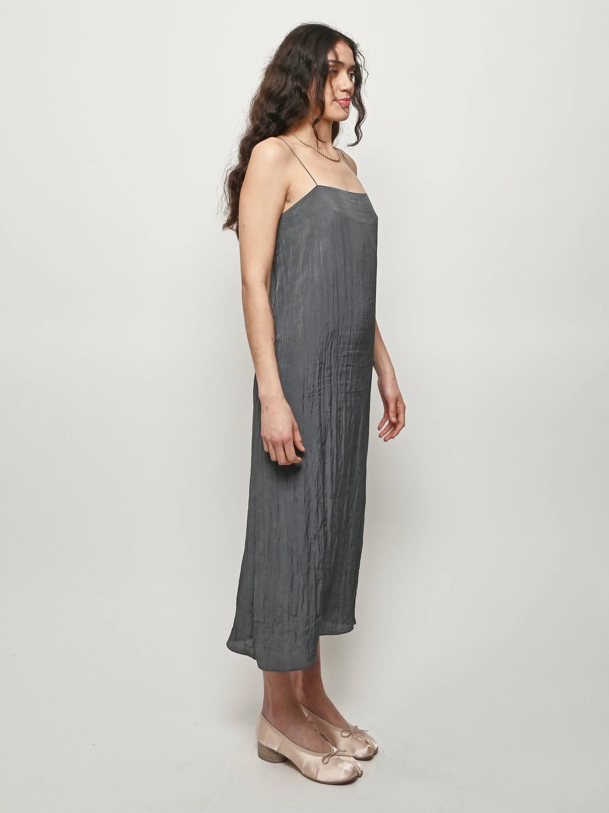 Dark Grey The Crinkle Slip Dress sold by Frances May Houseline product image thumbnail 5