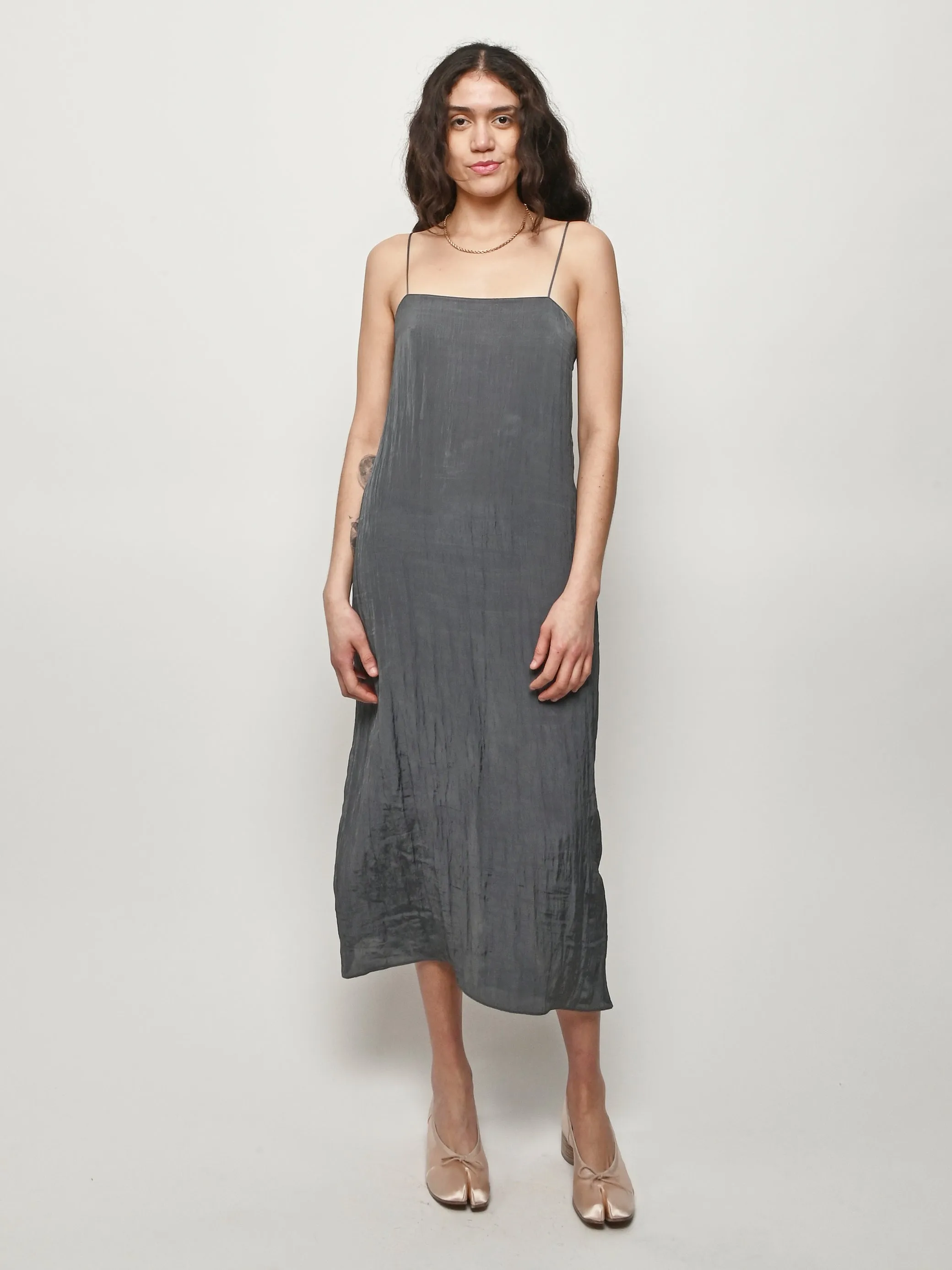 Dark Grey The Crinkle Slip Dress sold by Frances May Houseline product image thumbnail 2