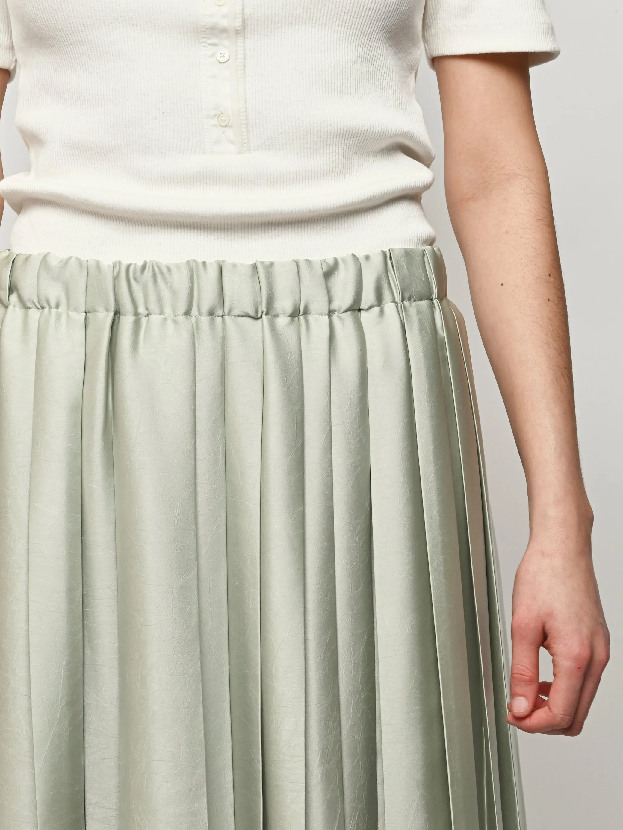Sage Feather Weight Pleated Pull On Skirt sold by Frances May Houseline product image thumbnail 3
