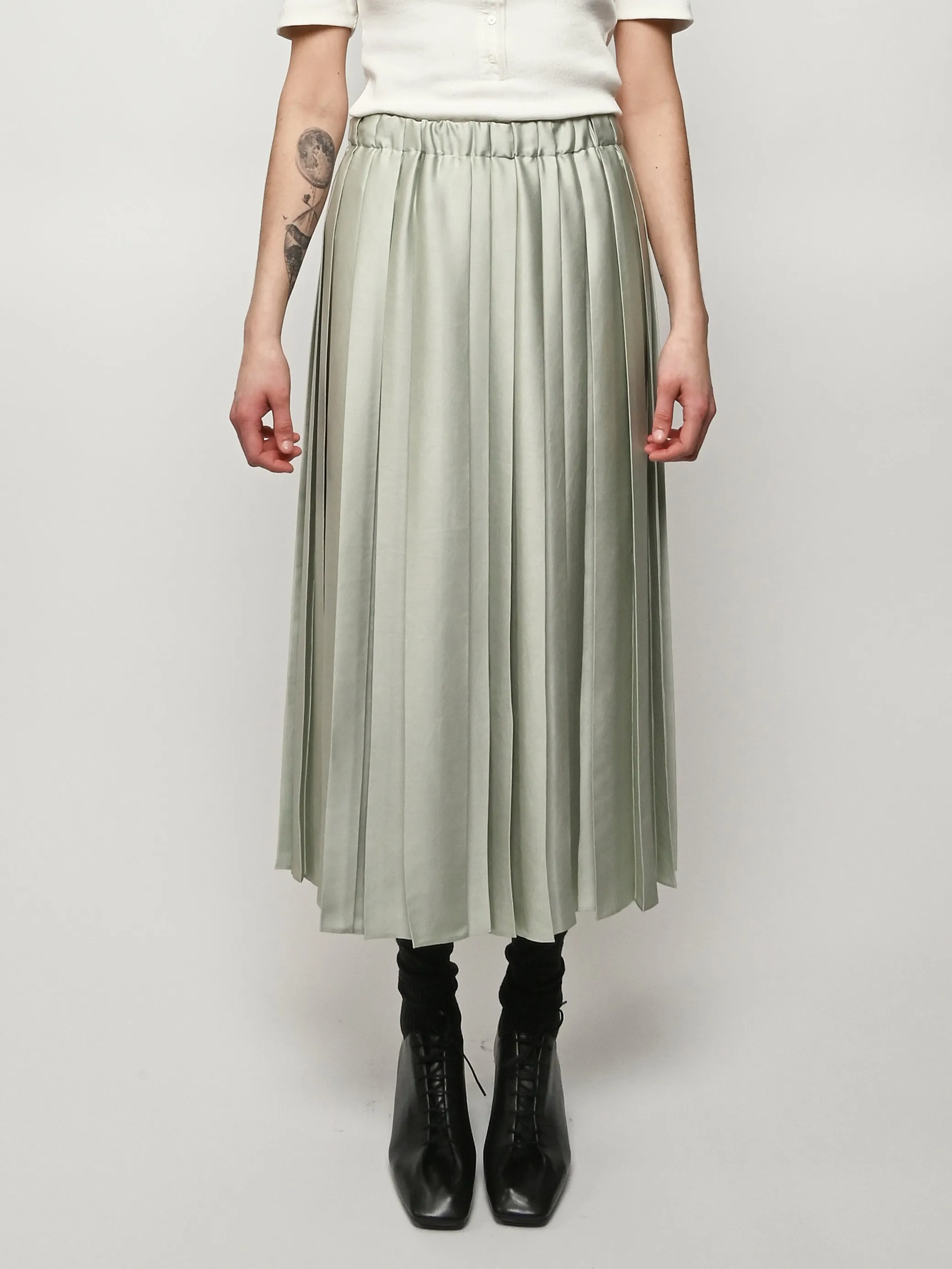Sage Feather Weight Pleated Pull On Skirt sold by Frances May Houseline product image thumbnail 2