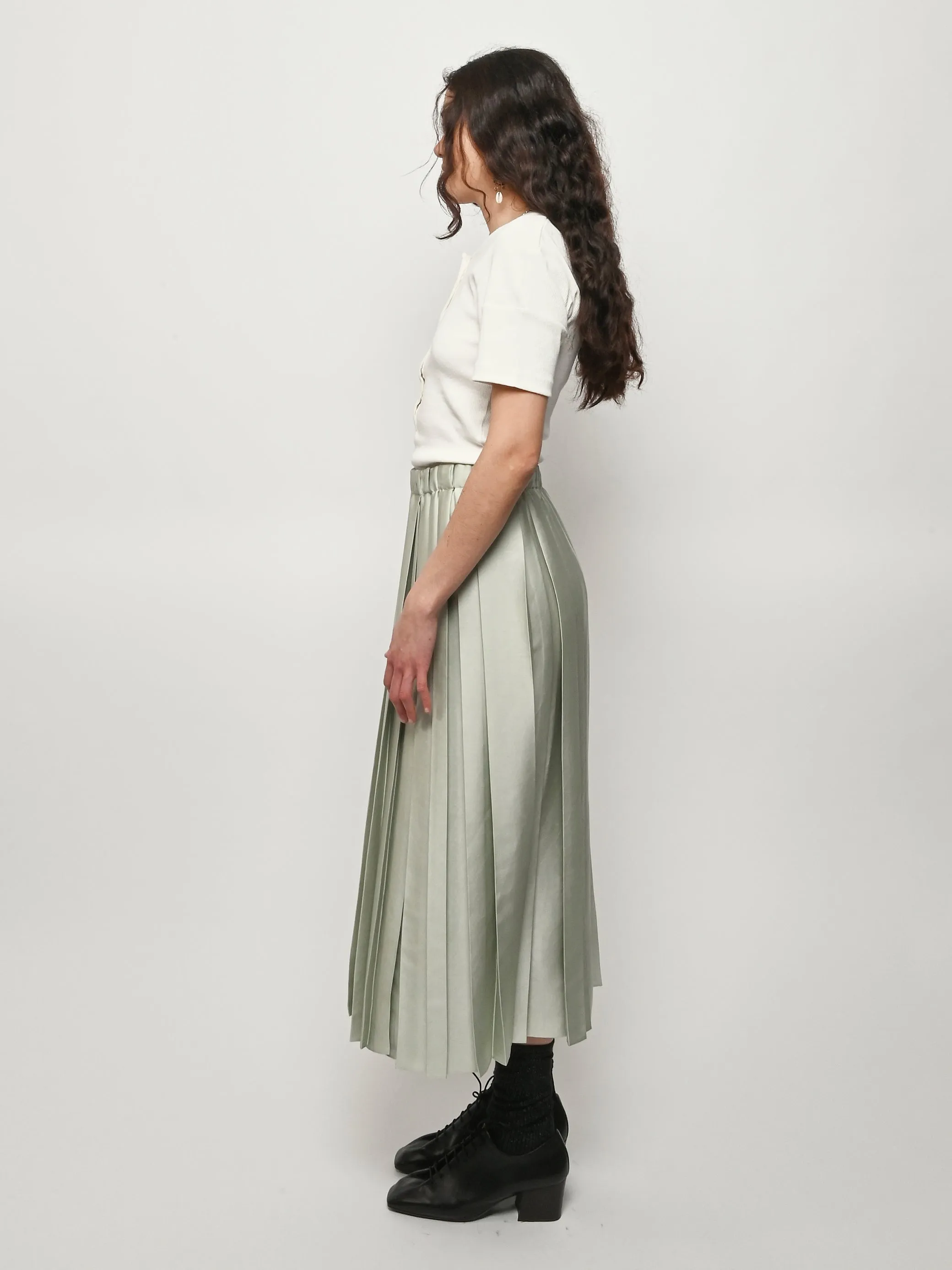 Sage Feather Weight Pleated Pull On Skirt sold by Frances May Houseline product image thumbnail 4