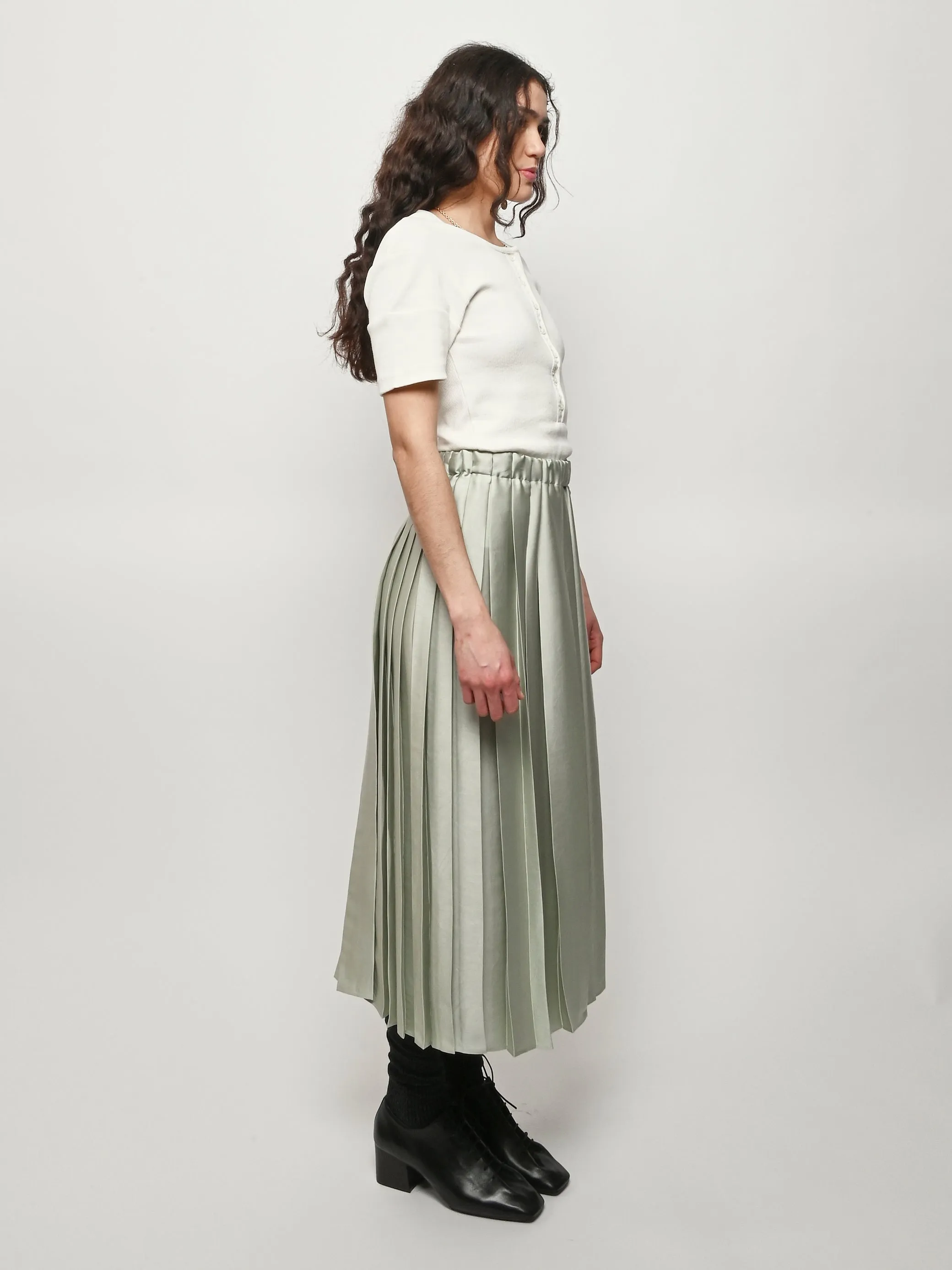 Sage Feather Weight Pleated Pull On Skirt sold by Frances May Houseline product image thumbnail 5