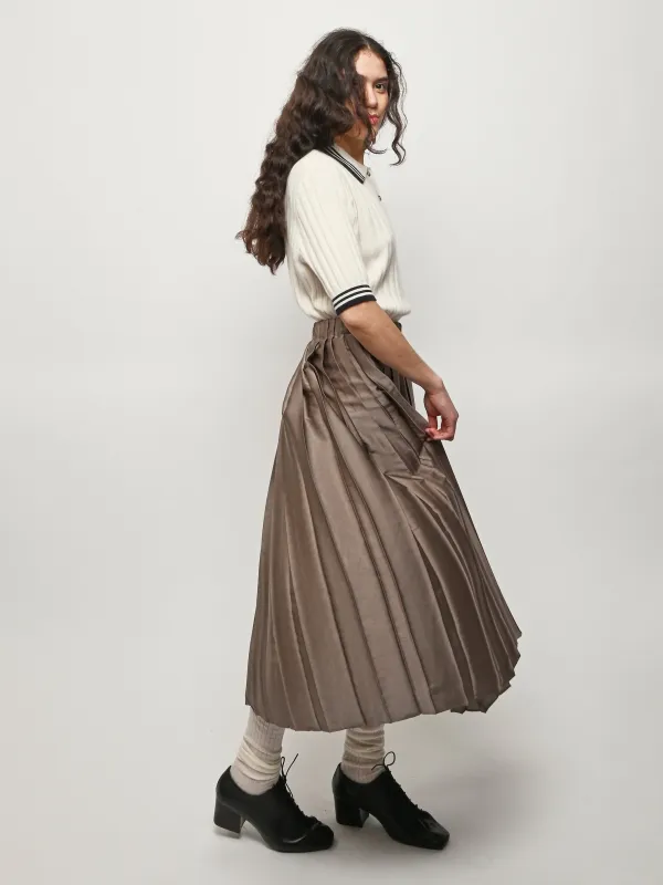 Dark Stone Feather Weight Pleated Pull On Skirt sold by Frances May Houseline