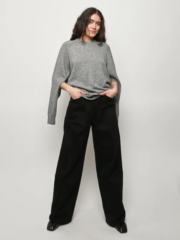 Heather Grey Washable Cashmere Cut Out Sleeve Sweater sold by Frances May Houseline