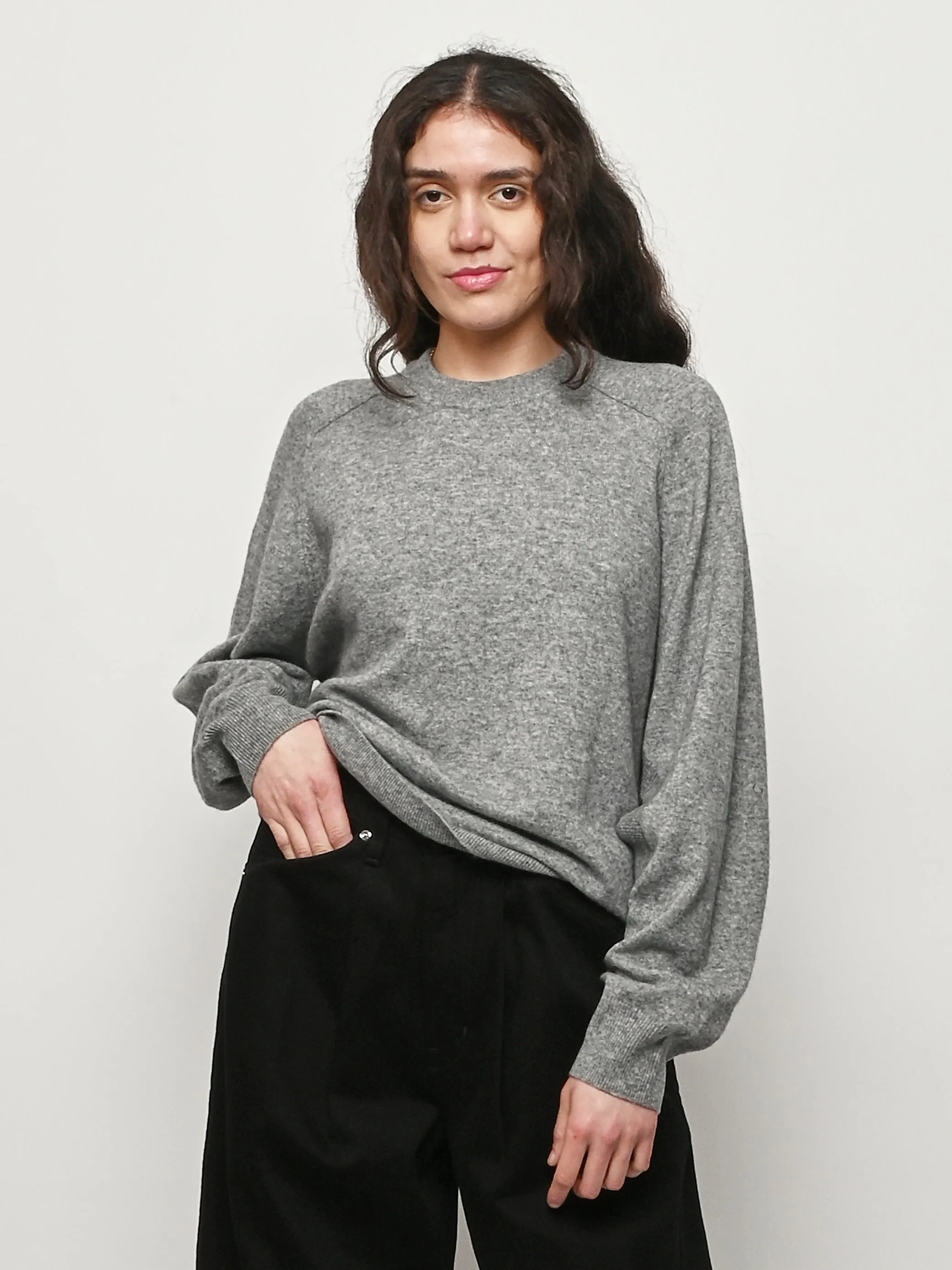 Heather Grey Washable Cashmere Cut Out Sleeve Sweater sold by Frances May Houseline product image thumbnail 2