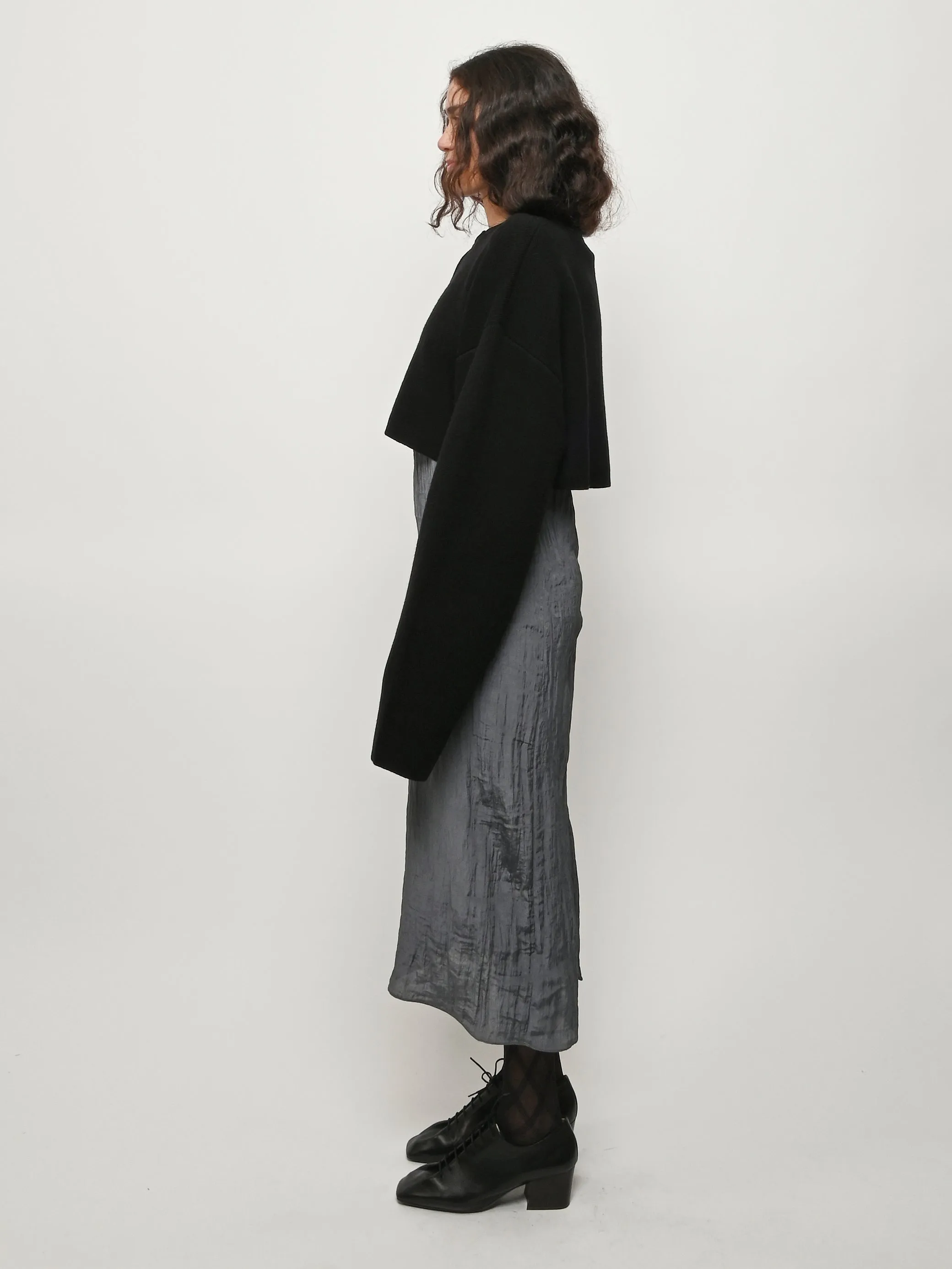 Black Cropped Oversized Cardigan sold by Frances May Houseline product image thumbnail 4