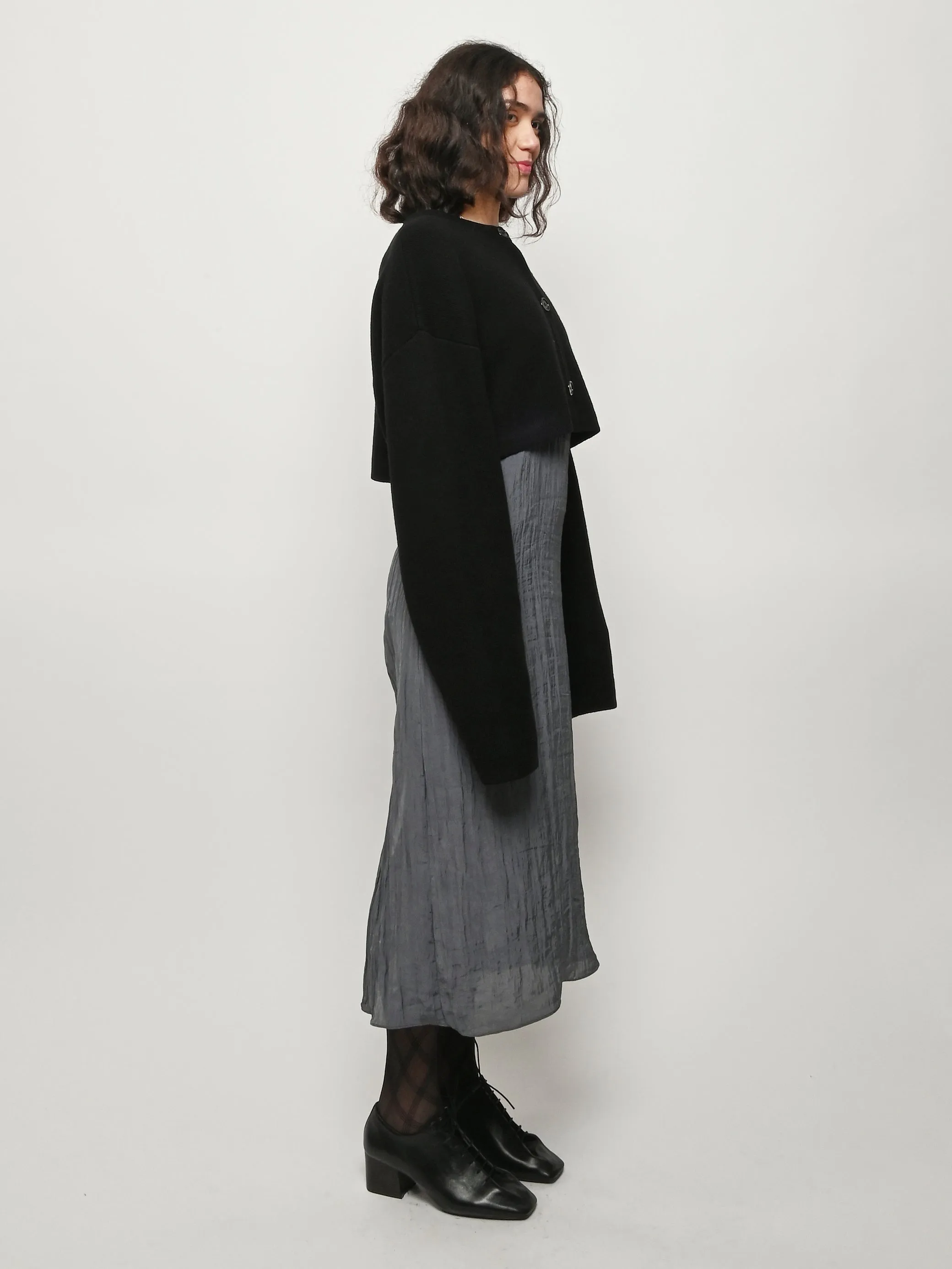 Black Cropped Oversized Cardigan sold by Frances May Houseline product image thumbnail 5