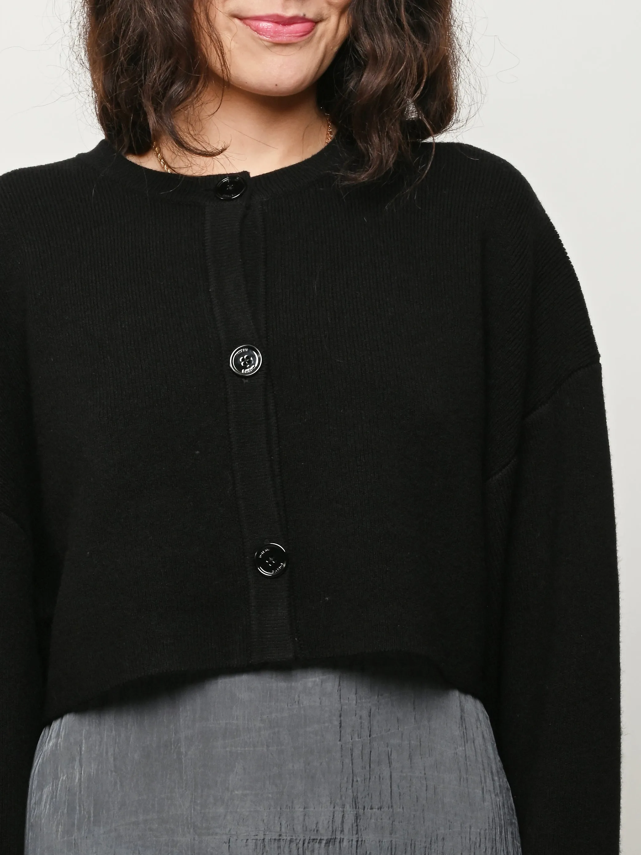 Black Cropped Oversized Cardigan sold by Frances May Houseline product image thumbnail 3