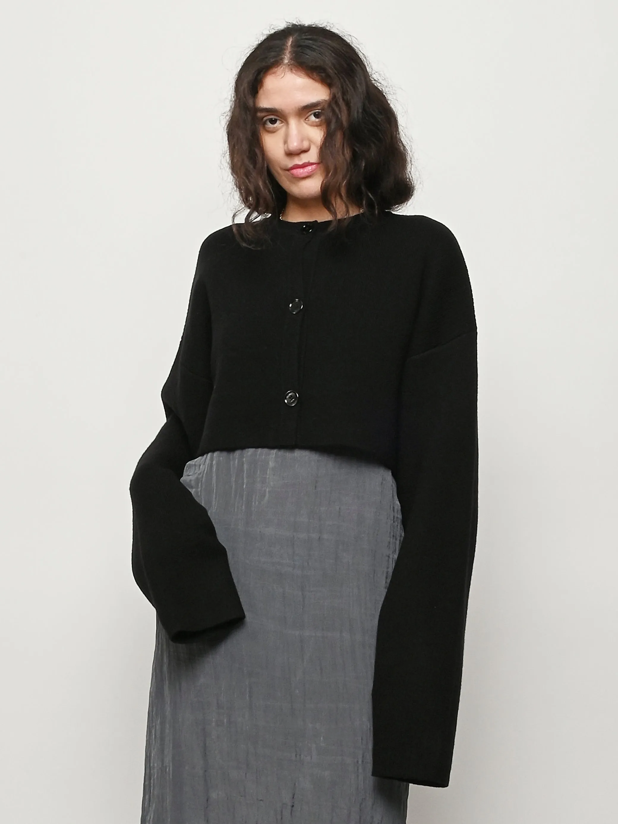 Black Cropped Oversized Cardigan sold by Frances May Houseline product image thumbnail 2