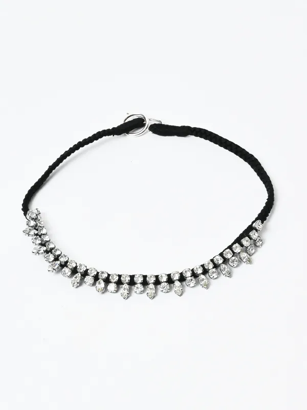 Black Vintage Rhinestone Chain Choker made by Frances May Houseline