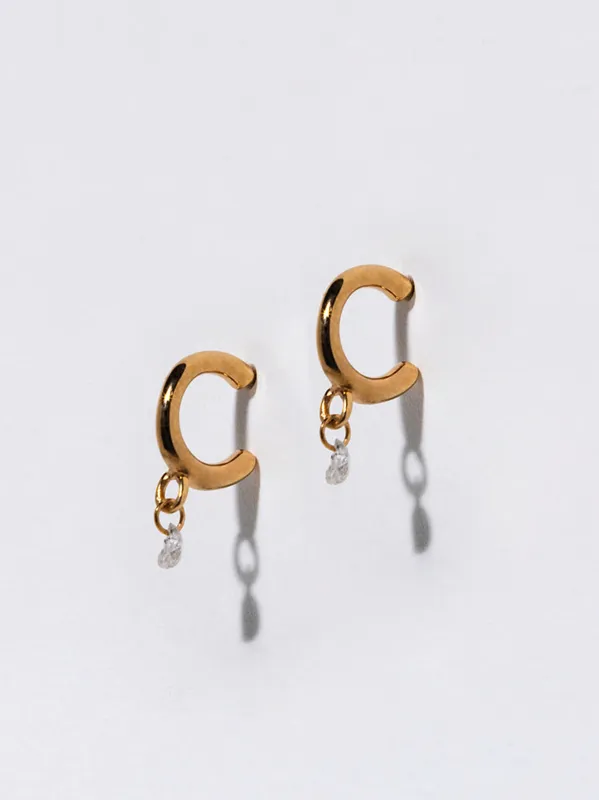 White Diamond Gold Dewdrop Mini Huggies made by Frances May Houseline