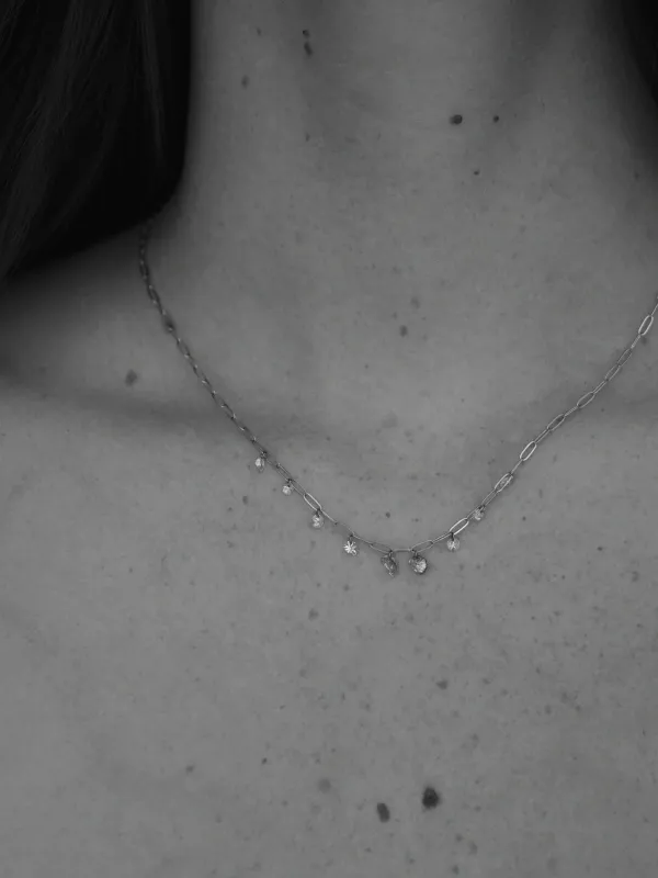 White/Grey/Salt Pepper Diamonds Gold Debris Necklace made by Frances May Houseline