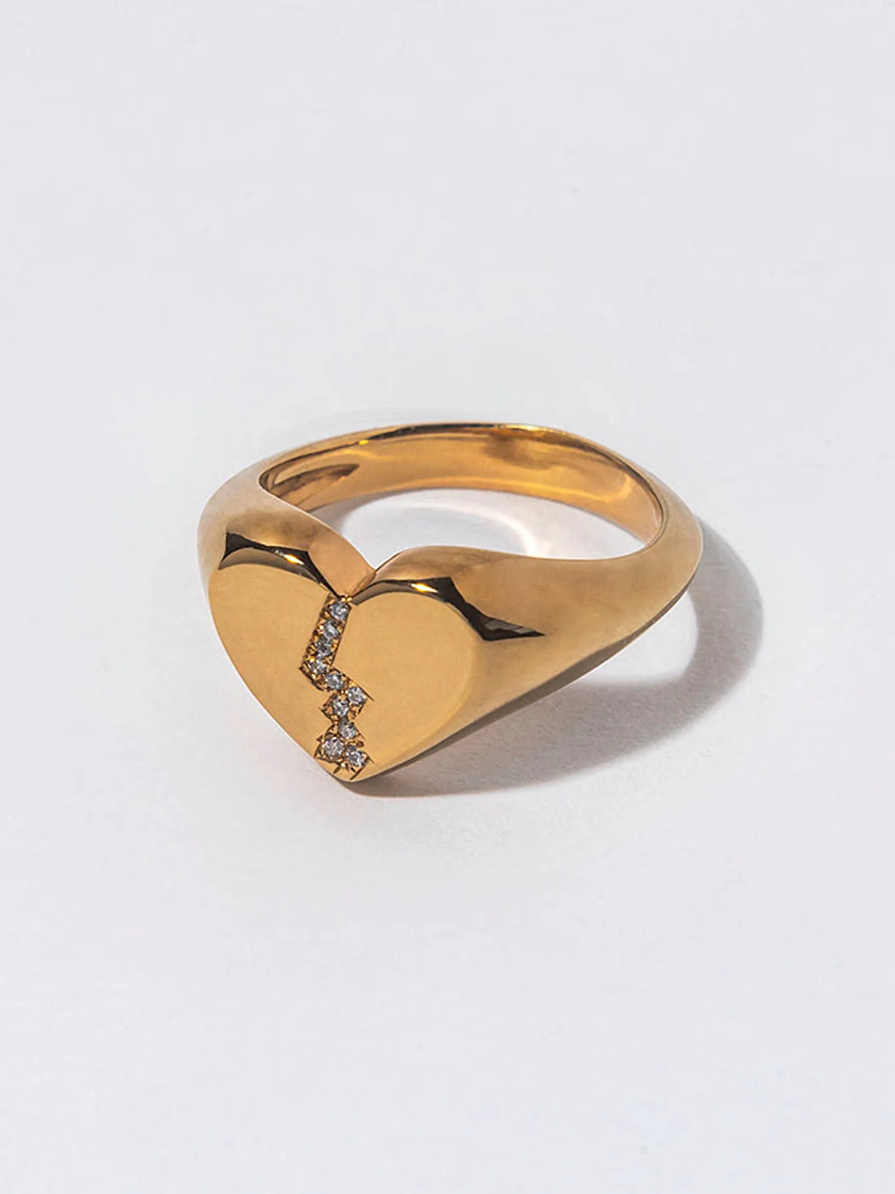 White Diamonds Gold Pavé Broken Heart Signet sold by Frances May Houseline product image thumbnail 2