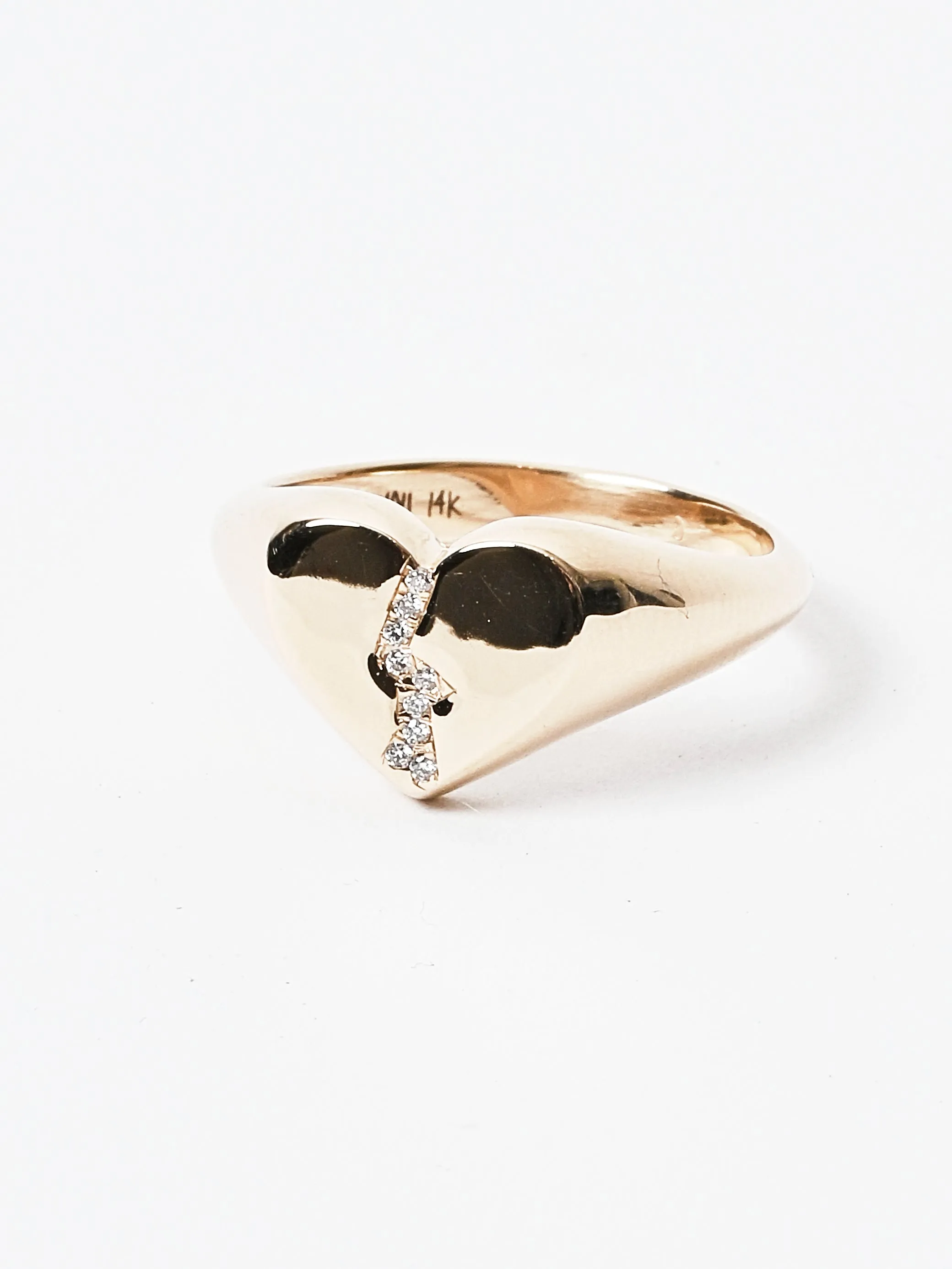 White Diamonds Gold Pavé Broken Heart Signet sold by Frances May Houseline product image thumbnail 5