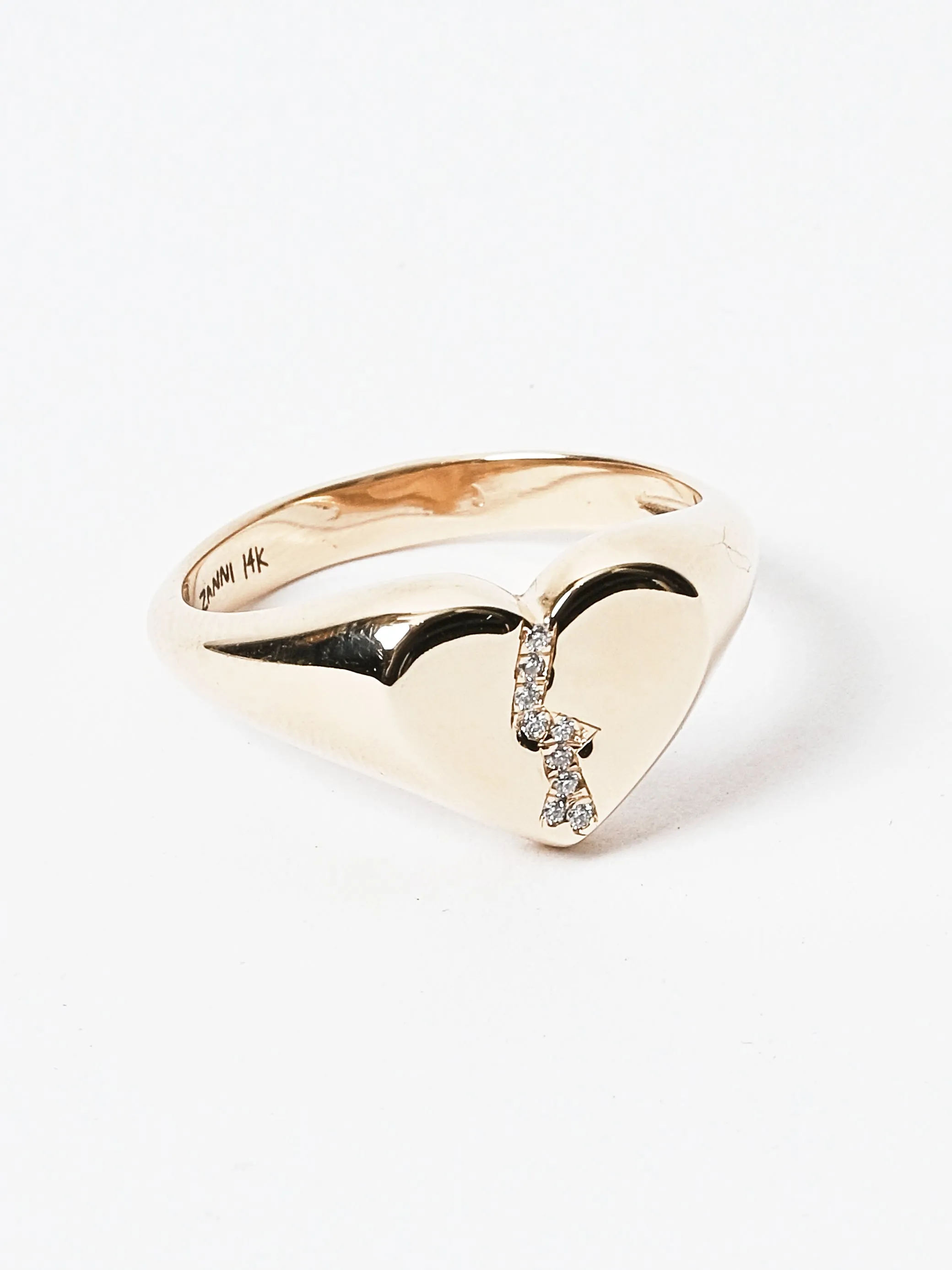 White Diamonds Gold Pavé Broken Heart Signet sold by Frances May Houseline product image thumbnail 4