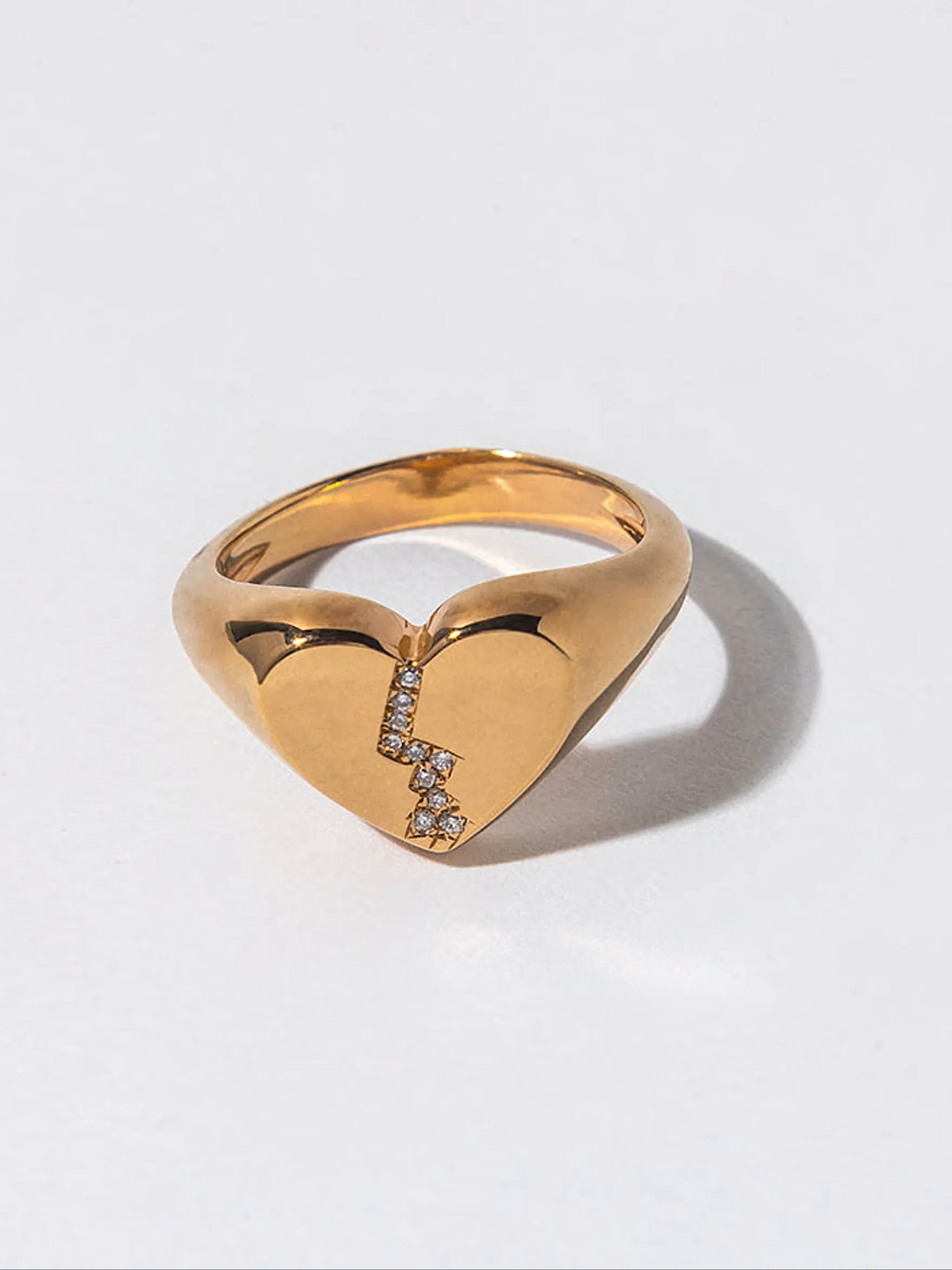 White Diamonds Gold Pavé Broken Heart Signet sold by Frances May Houseline product image thumbnail 3