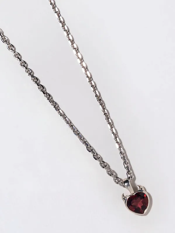 Silver Devil Heart Ruby Necklace made by Frances May Houseline