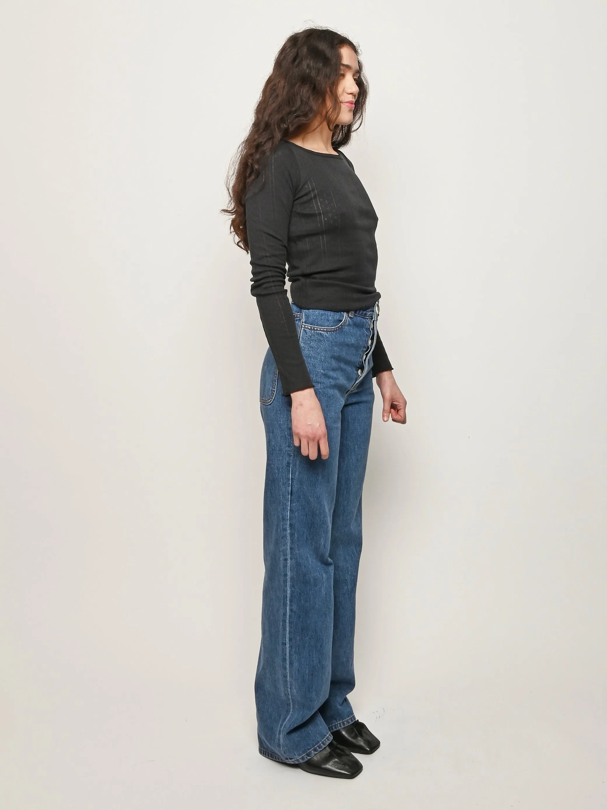 The Bateau Black Pointelle sold by Frances May Houseline product image thumbnail 4