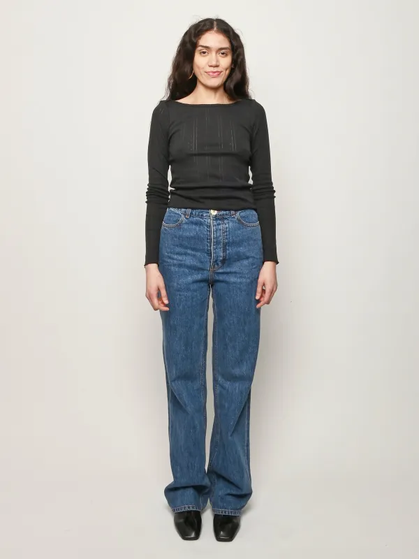 The Bateau Black Pointelle made by Frances May Houseline