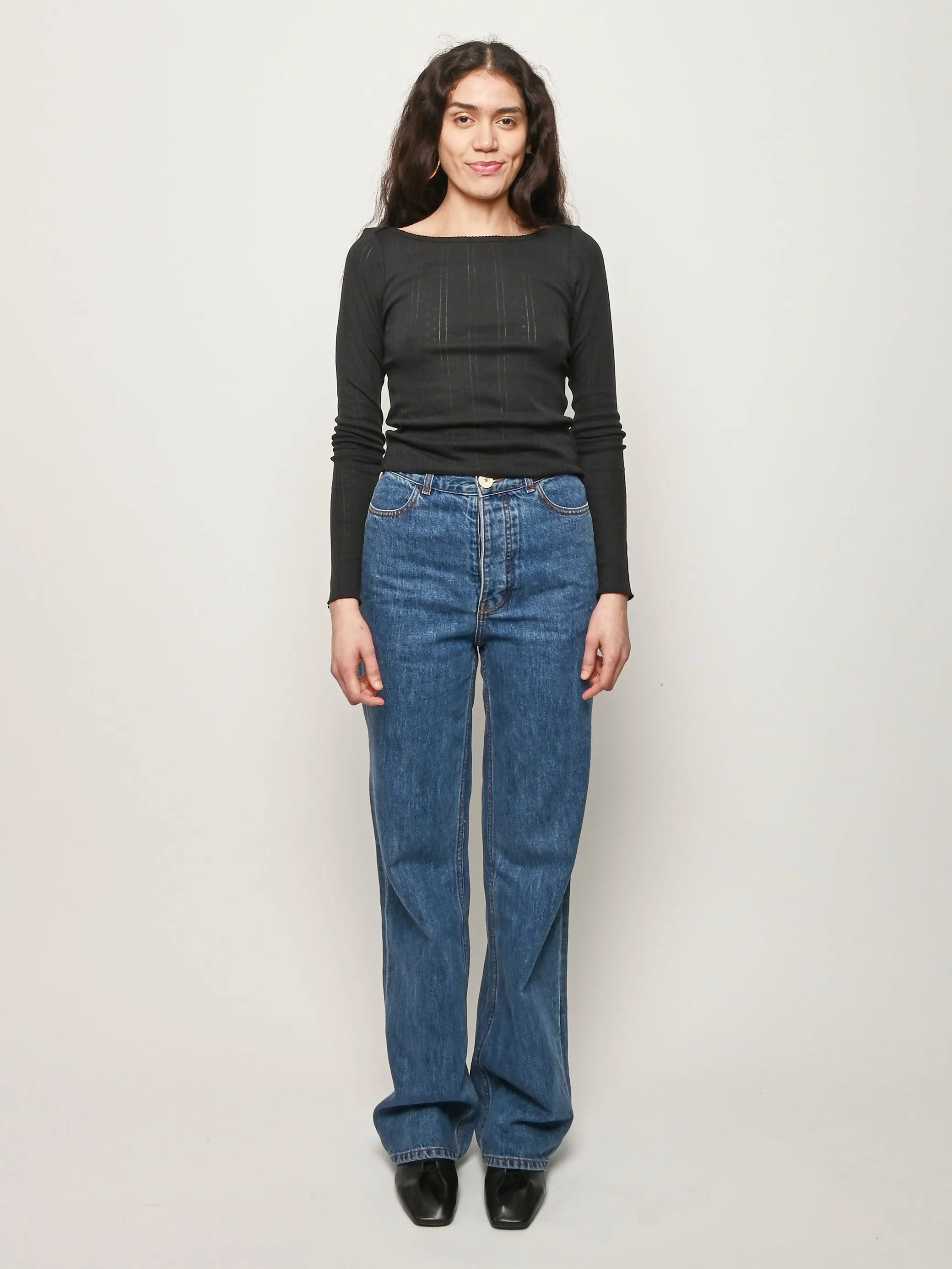 The Bateau Black Pointelle sold by Frances May Houseline