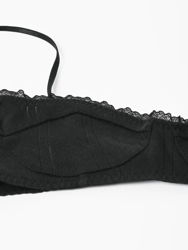 The Balconette Black Pointelle made by Frances May Houseline