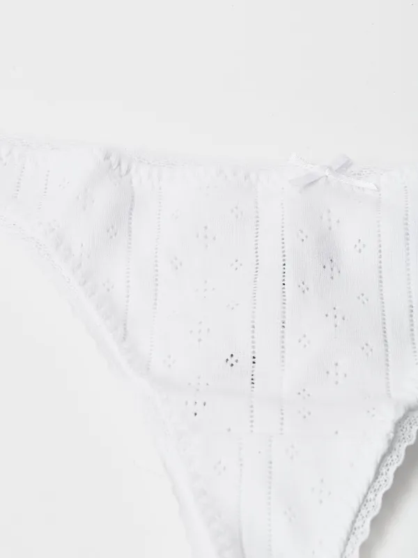 The Thong White Pointelle made by Frances May Houseline